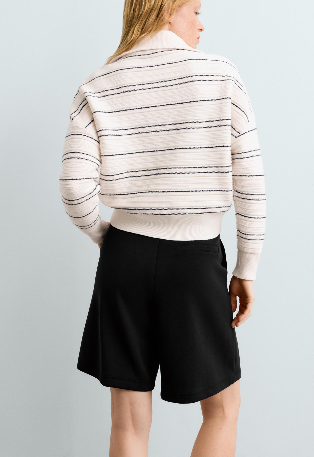 Soft-touch modal Bermuda shorts with pleats — BLACK