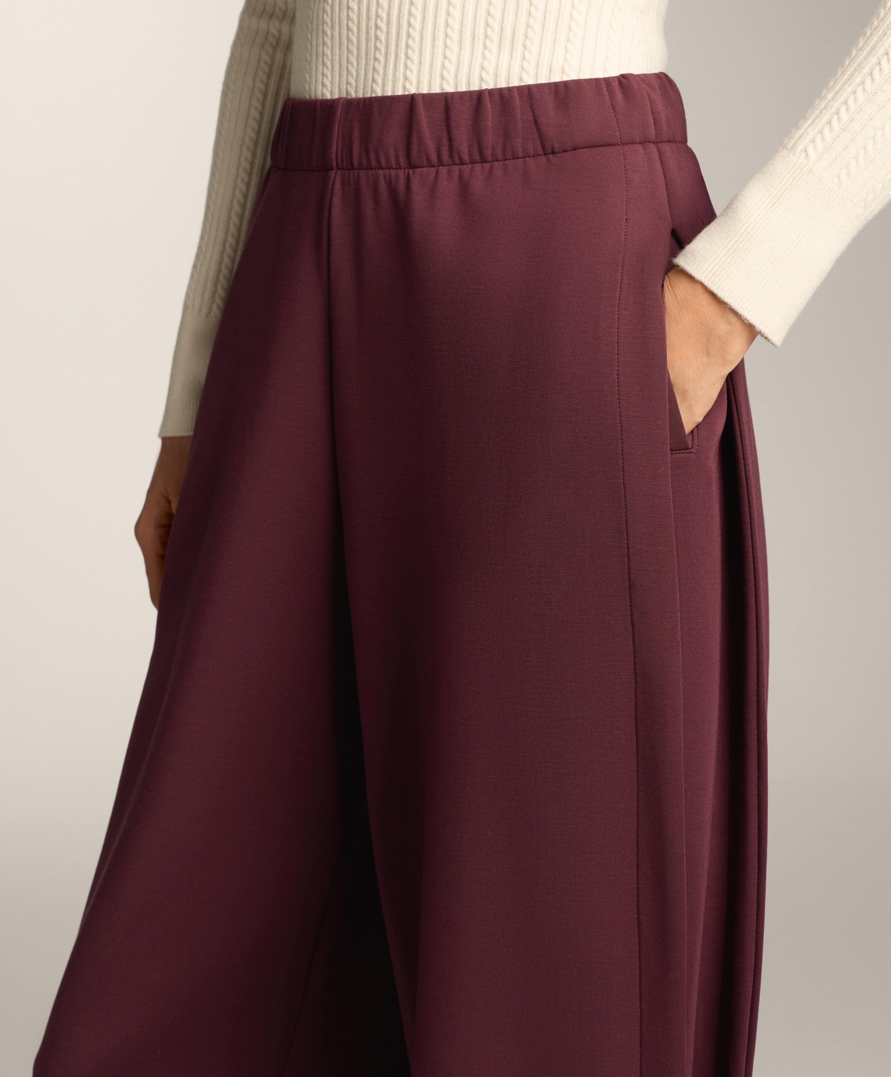 Cocoon trousers with side pleat and brushed modal — MAROON