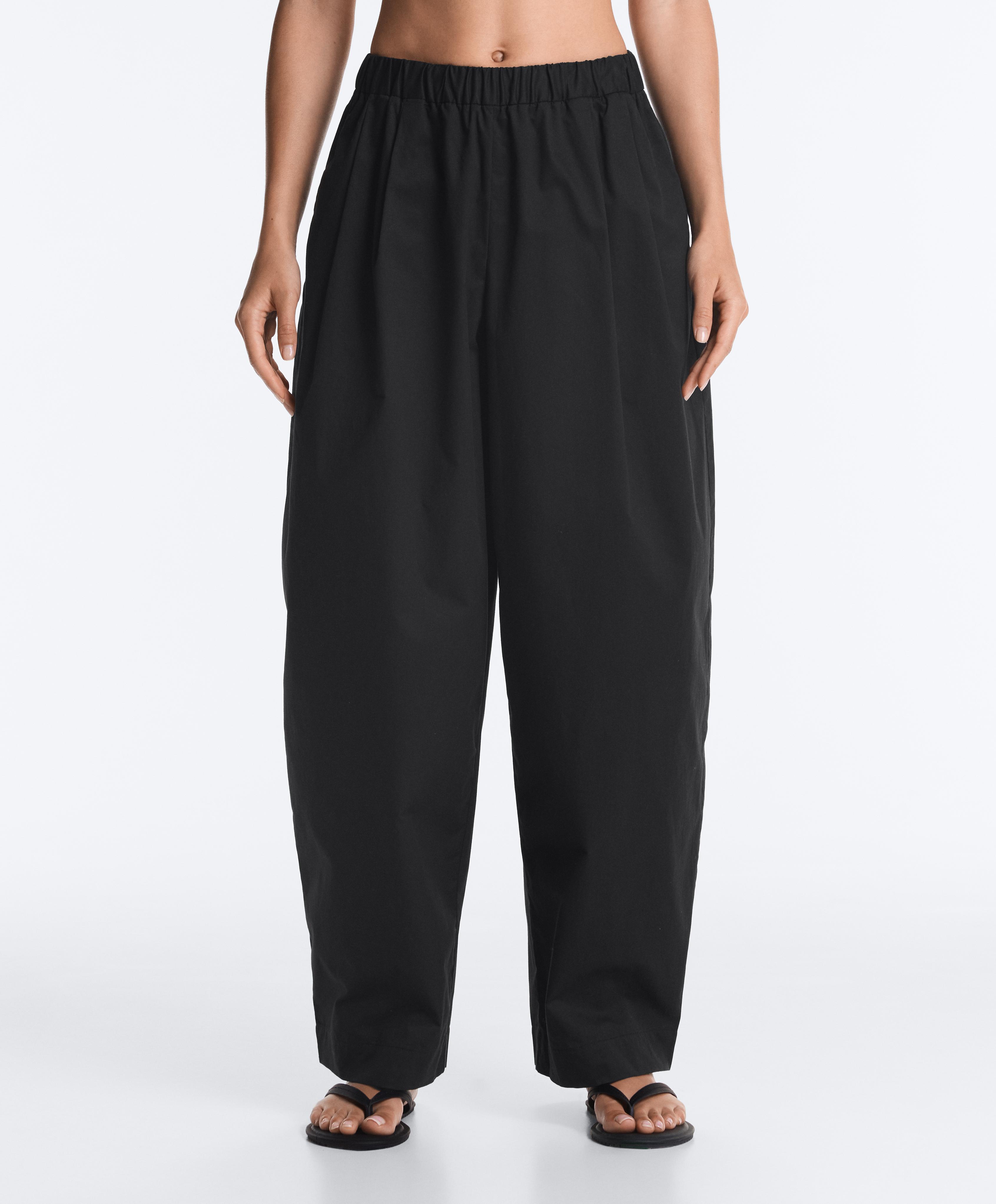 100% cotton tapered trousers — BLACK