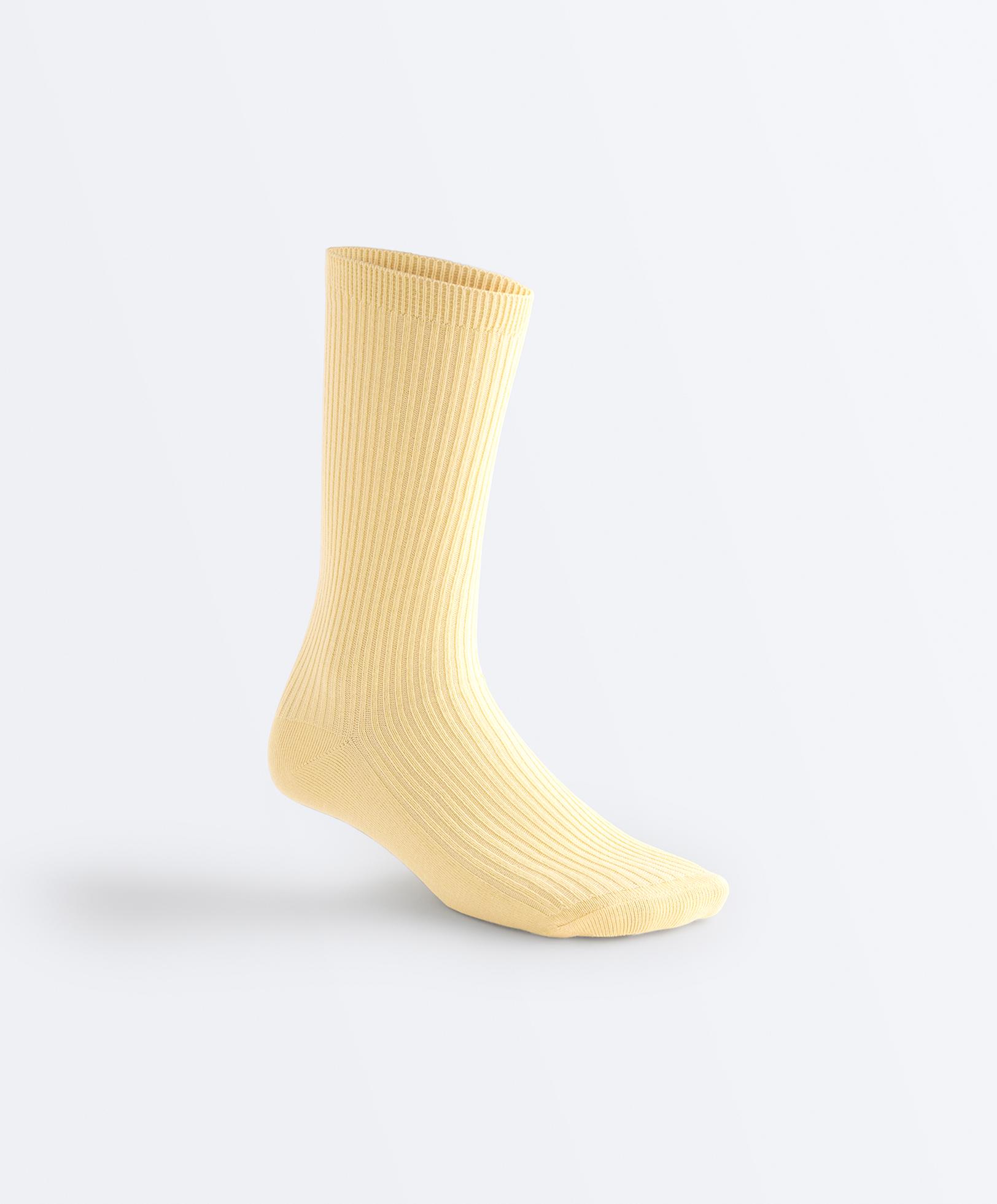 5 pairs of cotton blend classic socks — PALE YELLOW