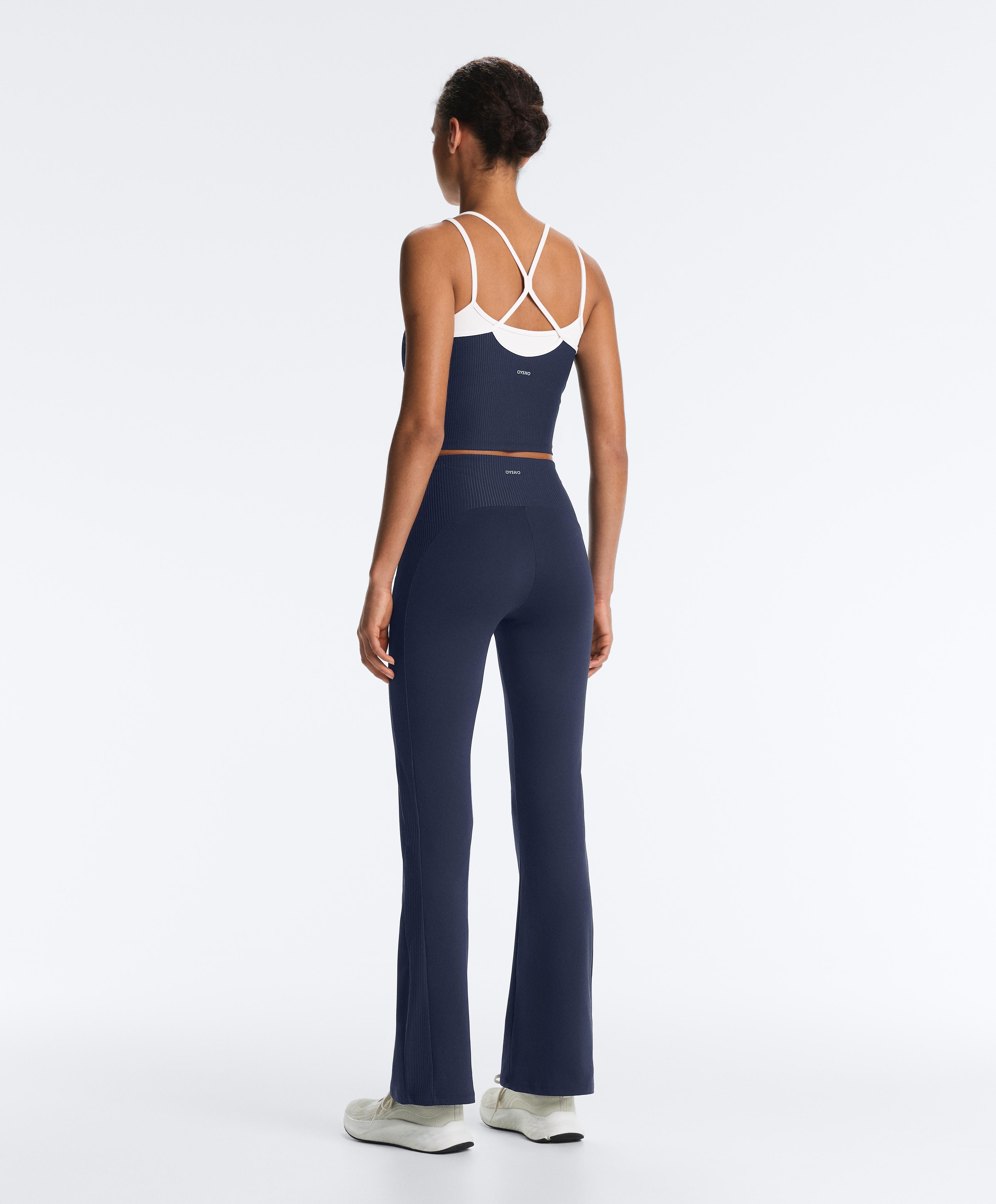 High-rise Comfortlux rib flare trousers — NAVY BLUE
