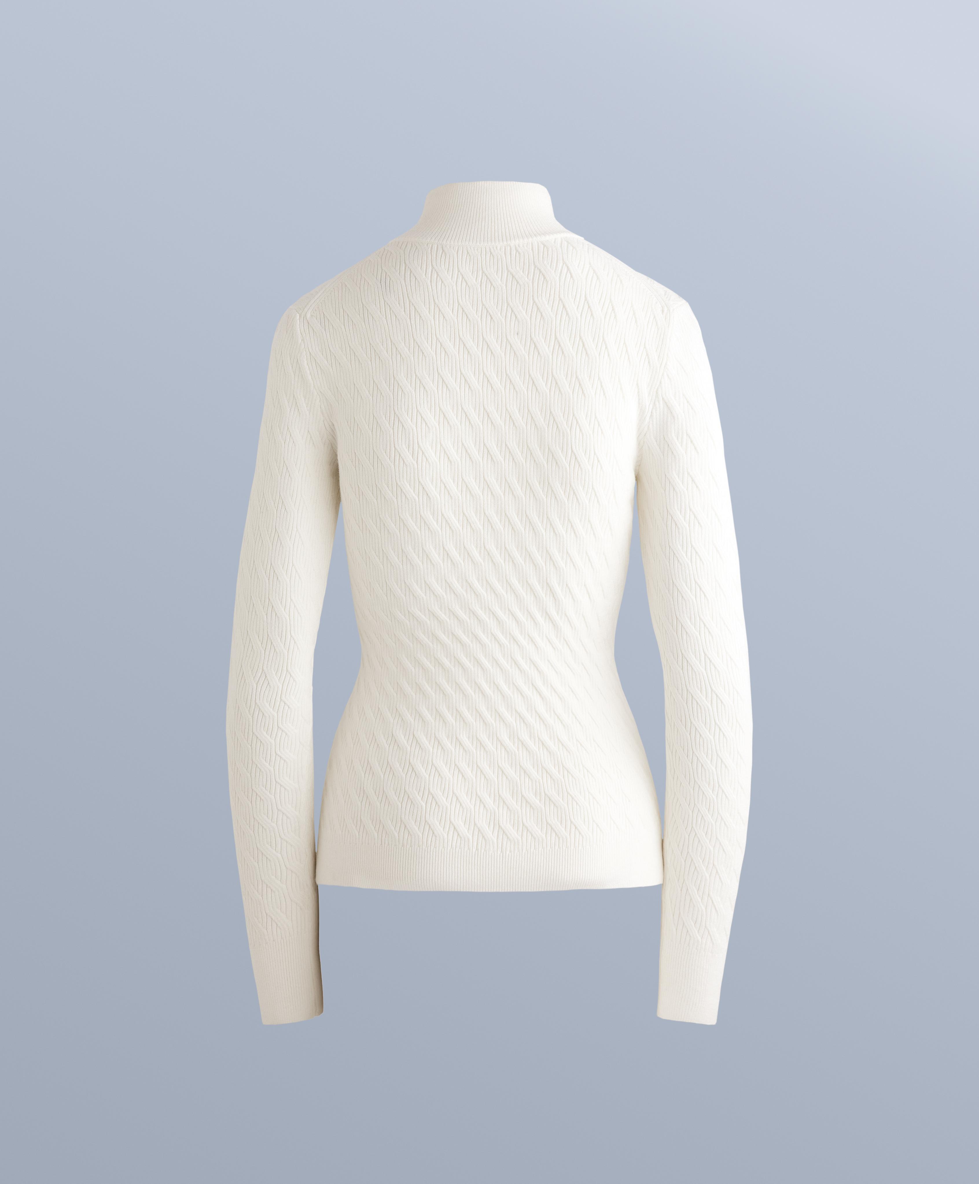 Jacquard knit thermal base layer T-shirt — WHITE 