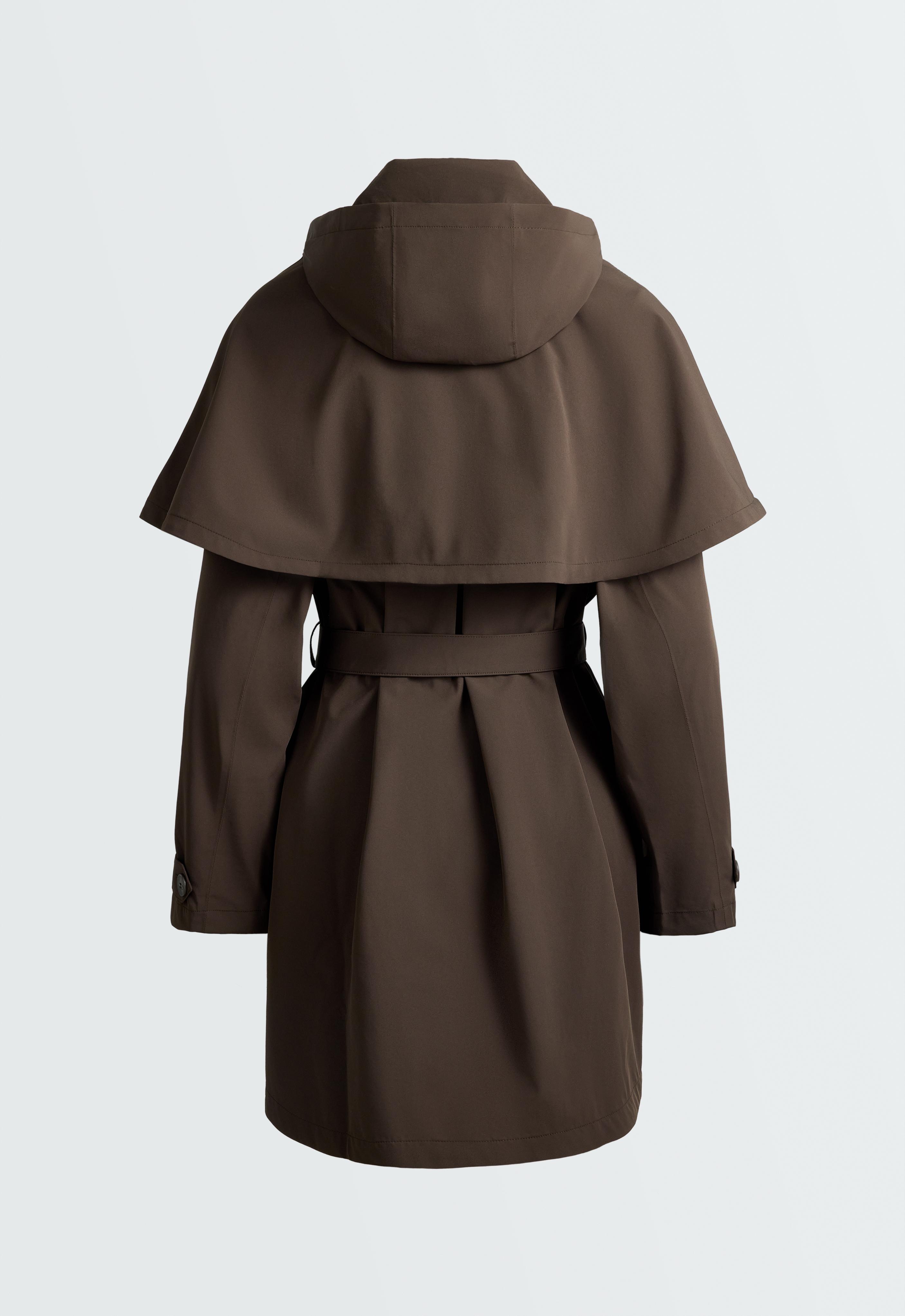 Extra lightweight 10k waterproof long cape jacket — BROWN