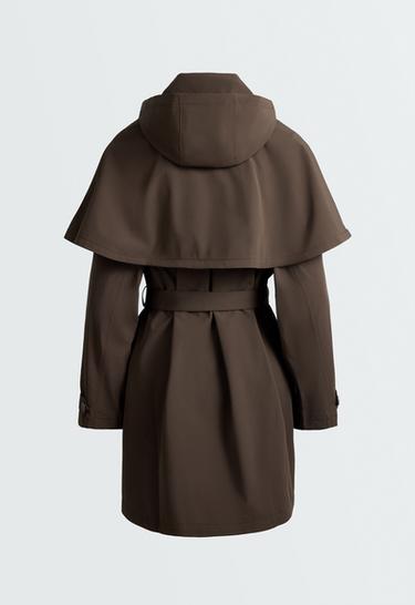 Extra lightweight 10k waterproof long cape jacket — BROWN 7