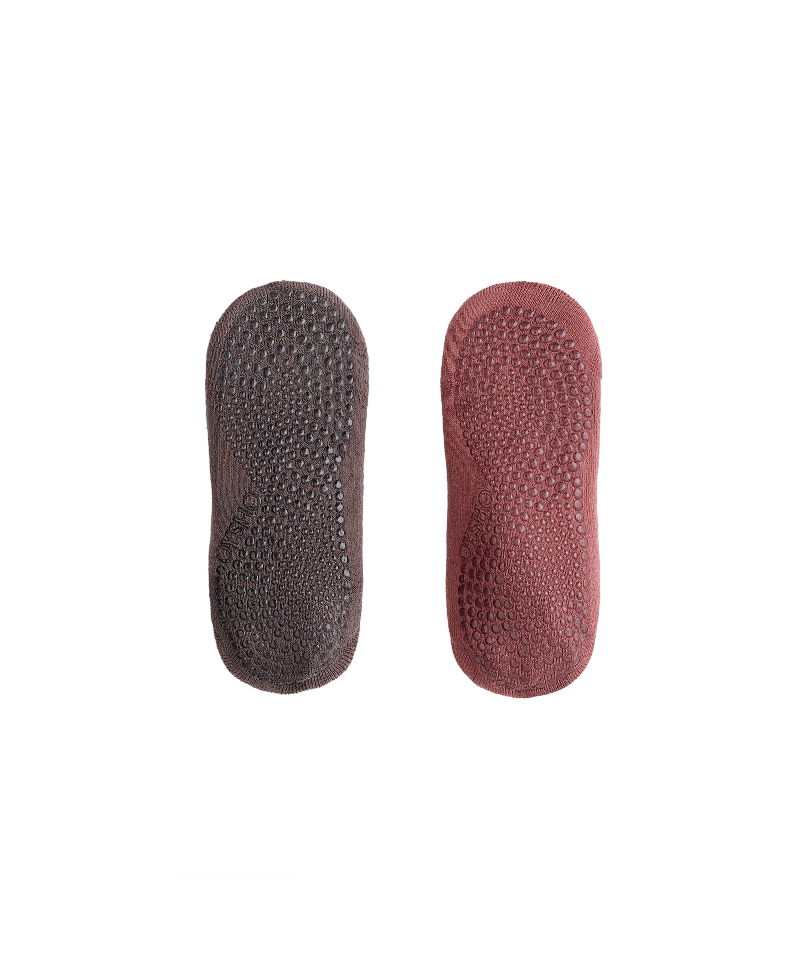 2 pairs of padded cotton blend yoga and Pilates invisible socks with crossover straps — ROSETTE BLUSH