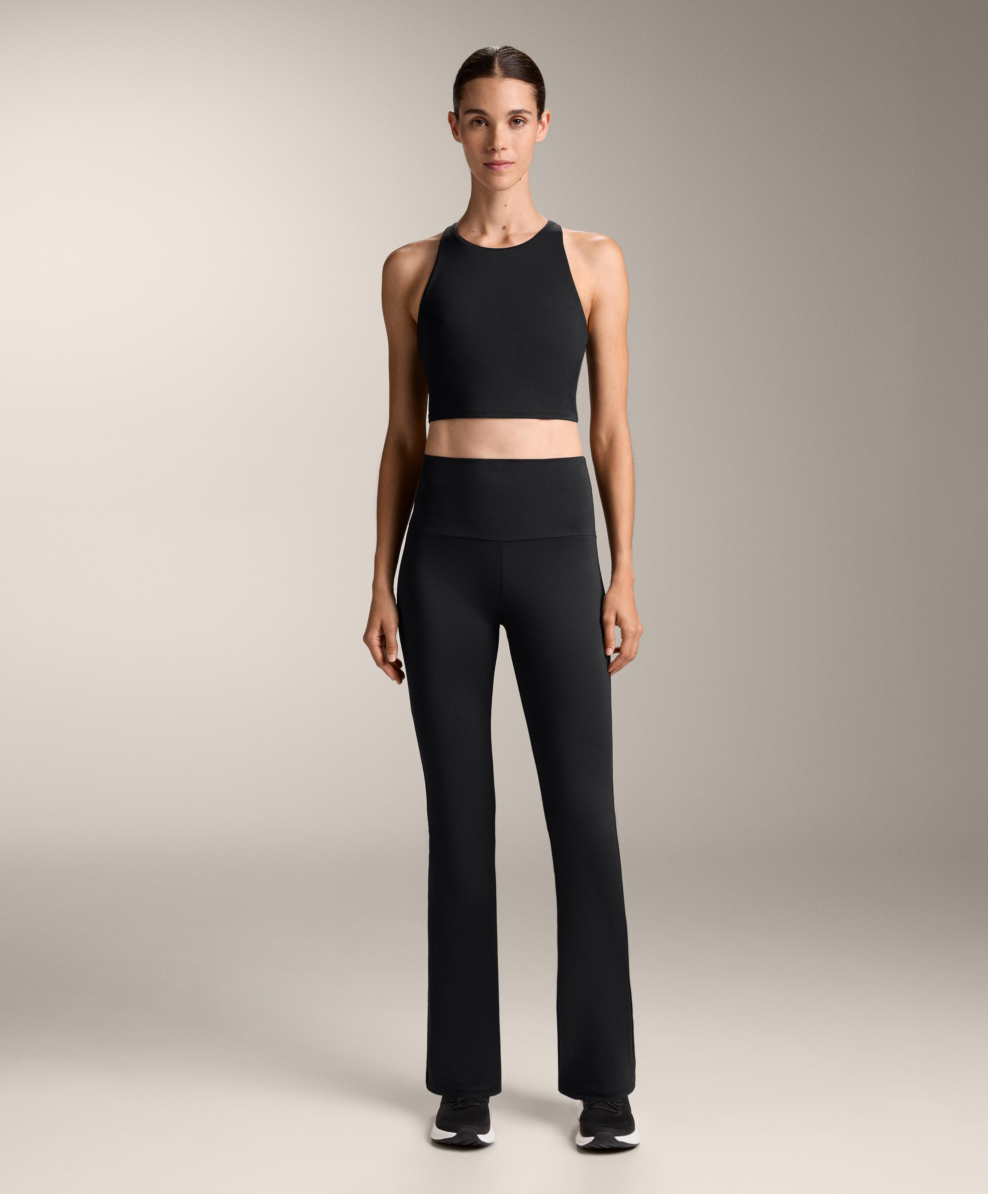 Super high rise Comfortlux flare trousers — BLACK