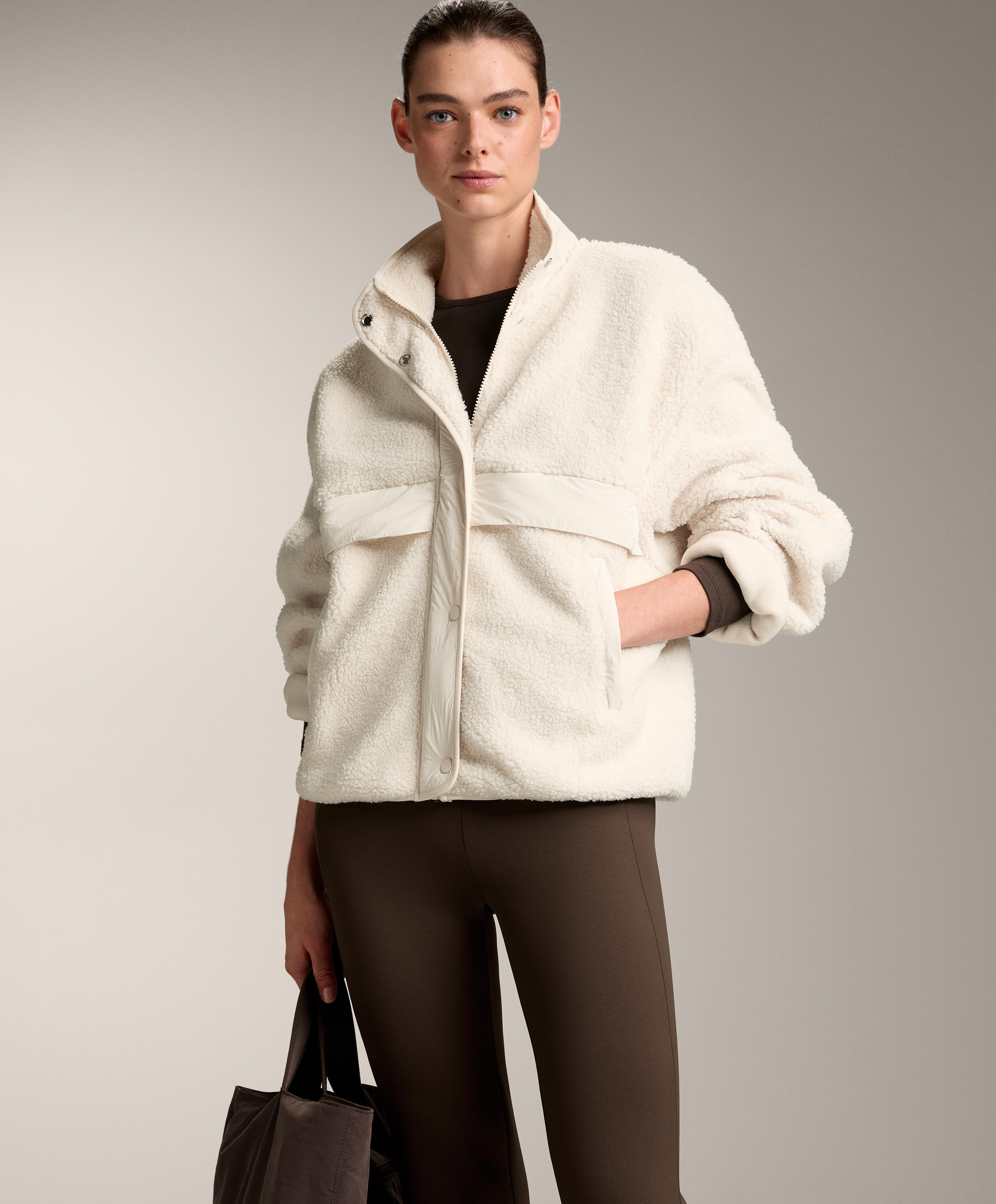 Light faux-shearling bomber jacket