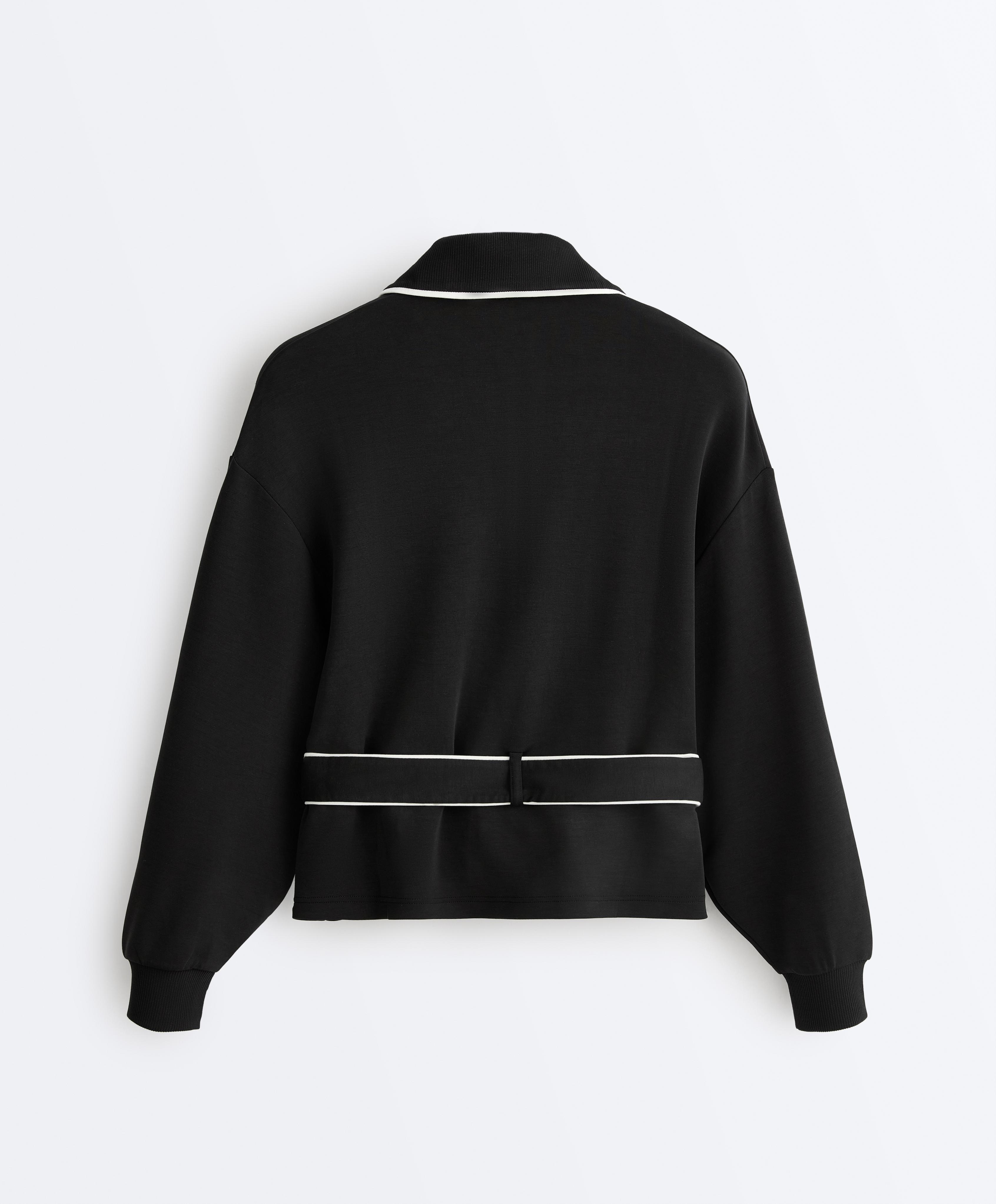 Piping jacket with soft-touch modal — BLACK