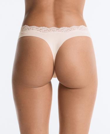 3 laser-cut polyamide blend lace thongs — CHOCOLATE 4