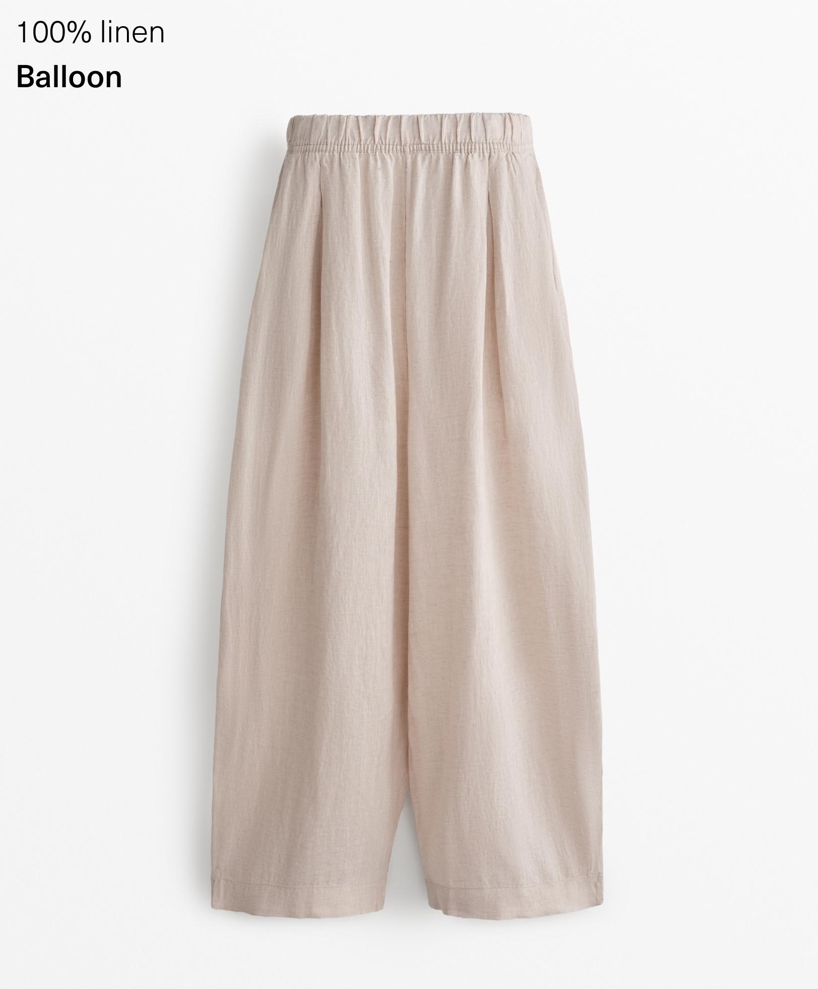 100% linen crop balloon trousers