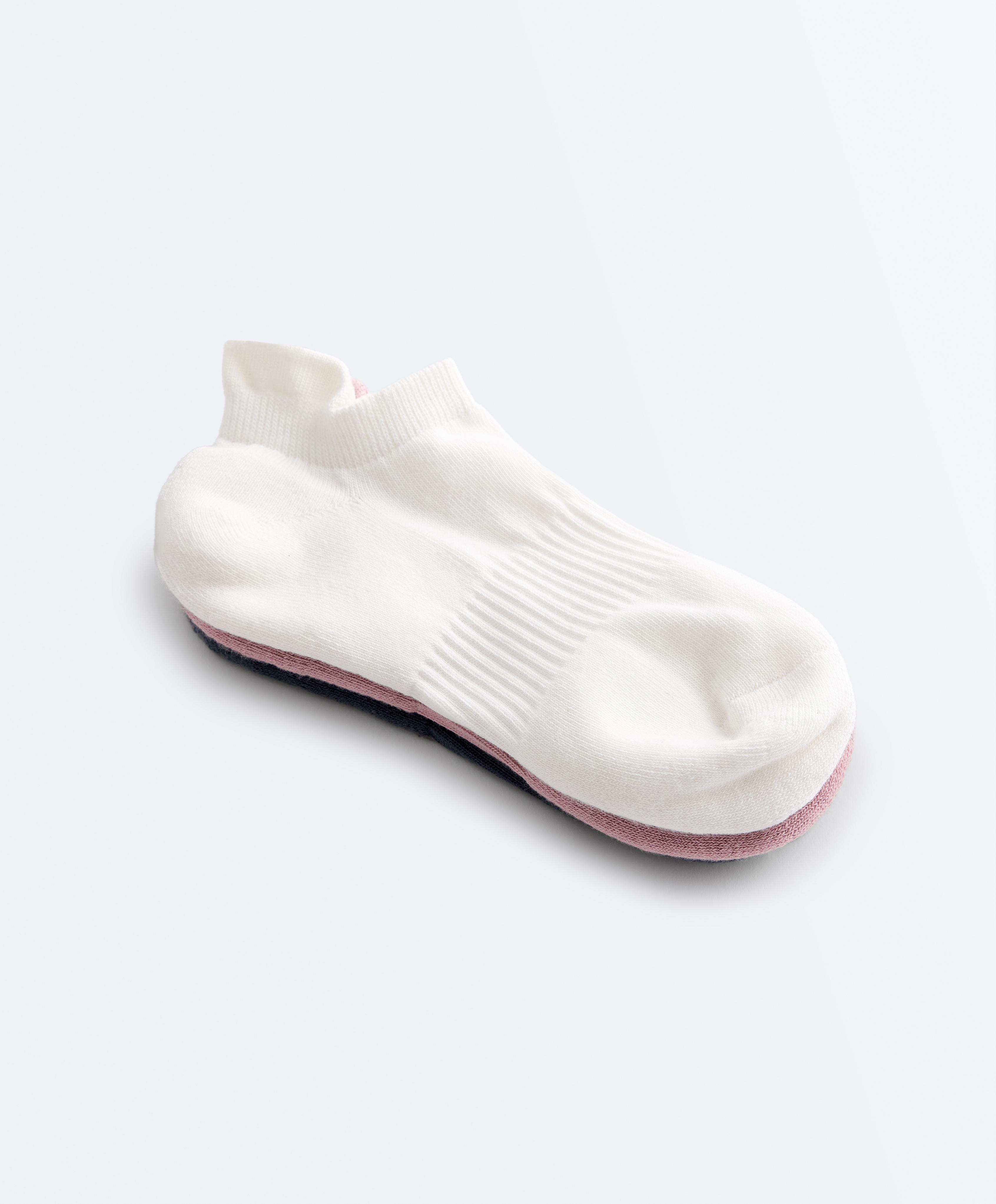3 pairs of tab cotton blend sneaker socks — PALE PINK