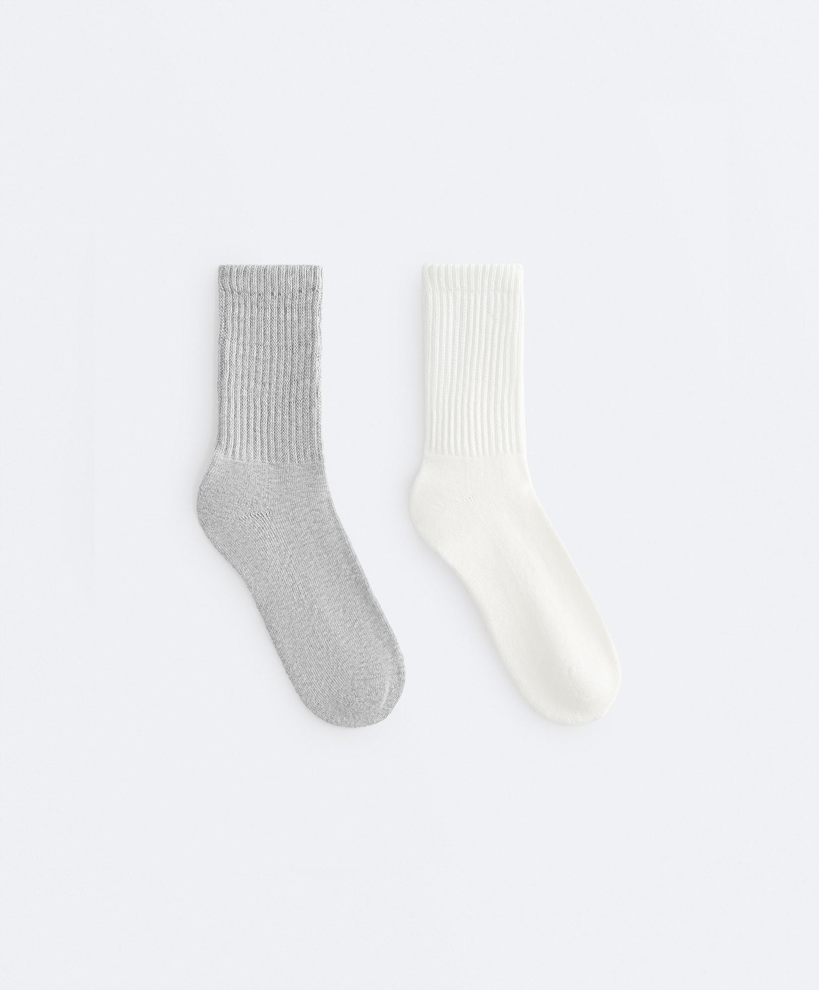 Cotton blend classic slouchy socks — GREY MELANGE