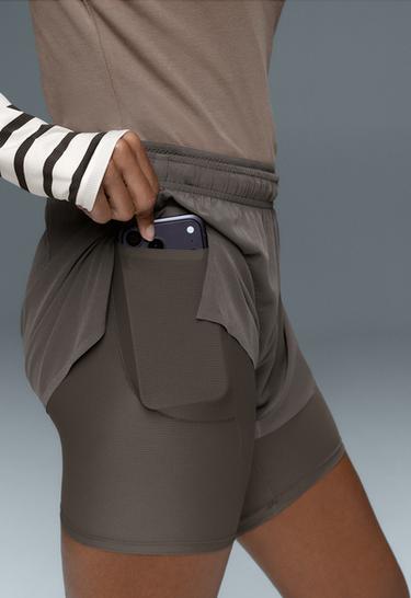 Technical mid rise 2-in-1 shorts — CHARCOAL GREY 4