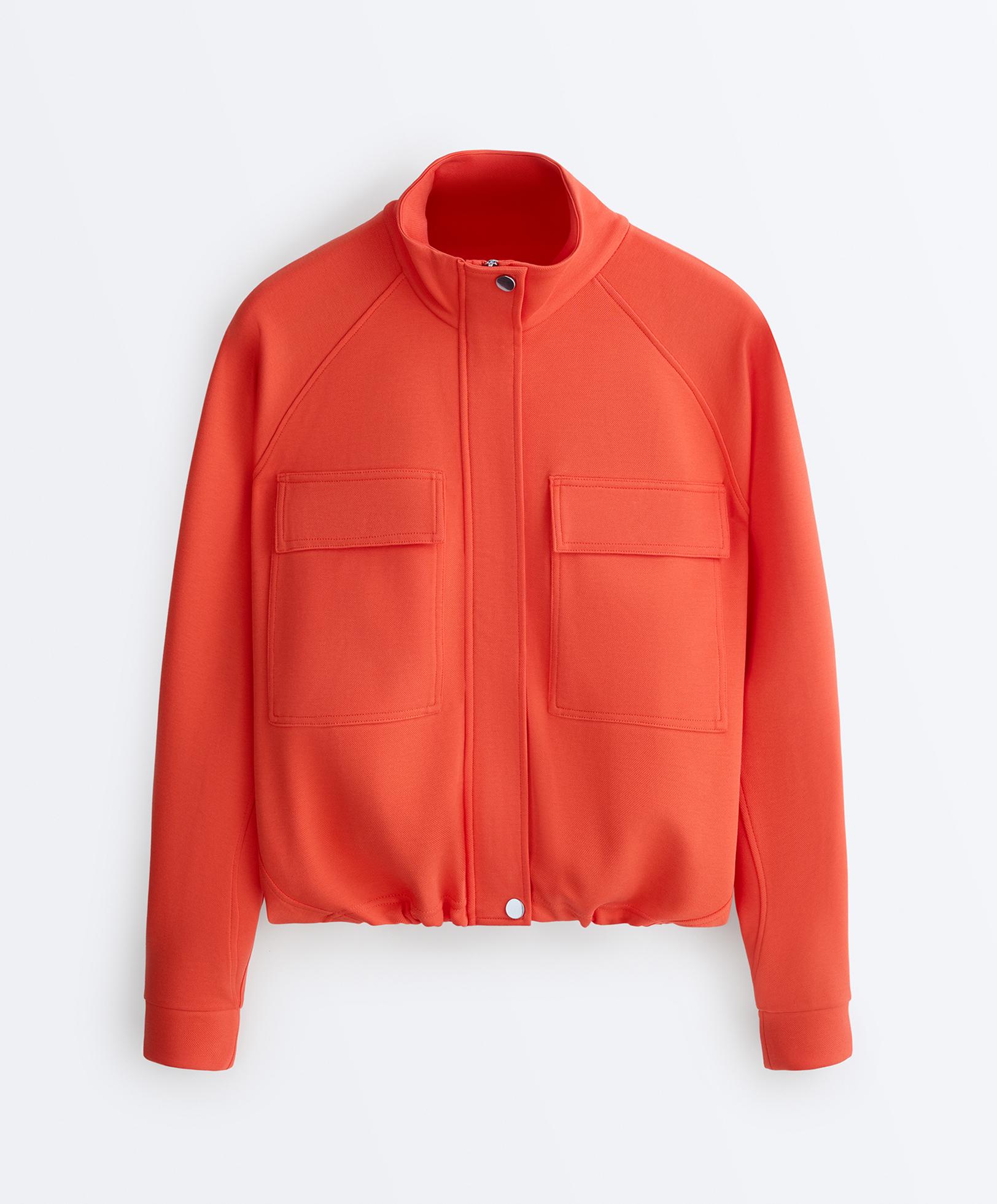 Cotton piqué pocket jacket — BRIGHT ORANGE