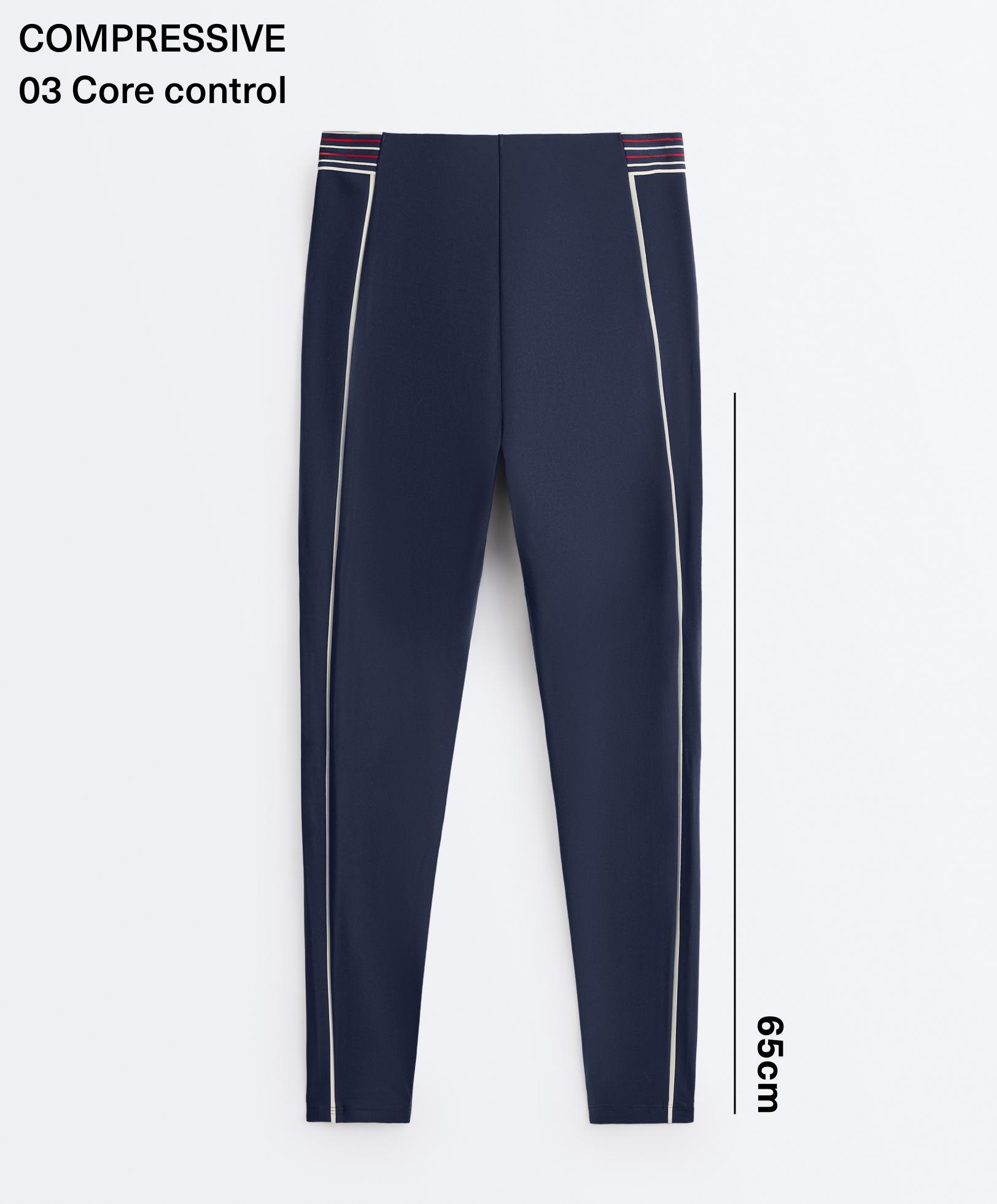 High-rise Compressive core control 65 cm ankle-length leggings — NAVY BLUE
