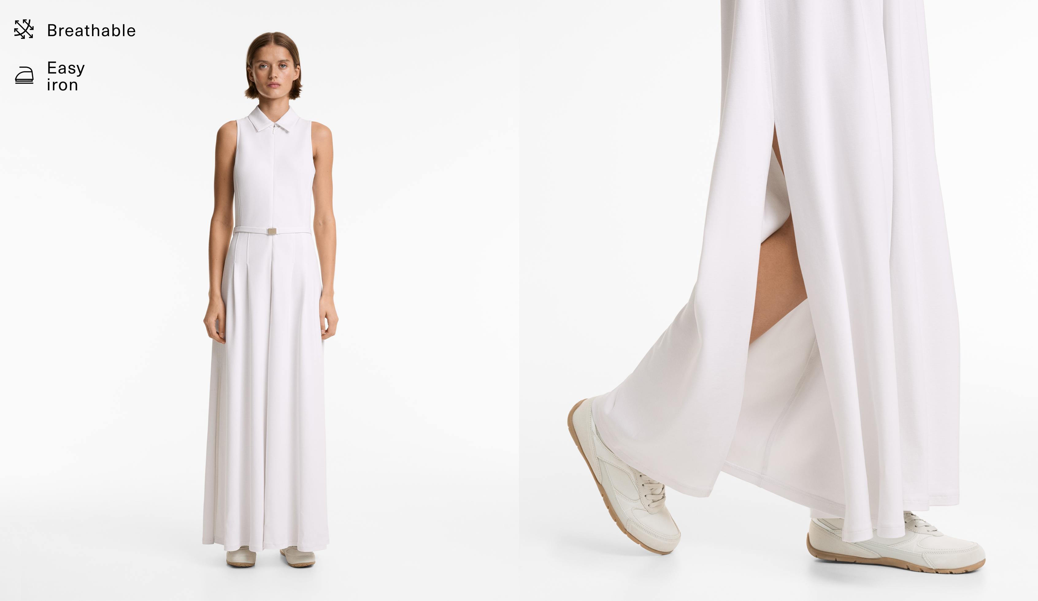 Mono largo cuello polo piqué con modal