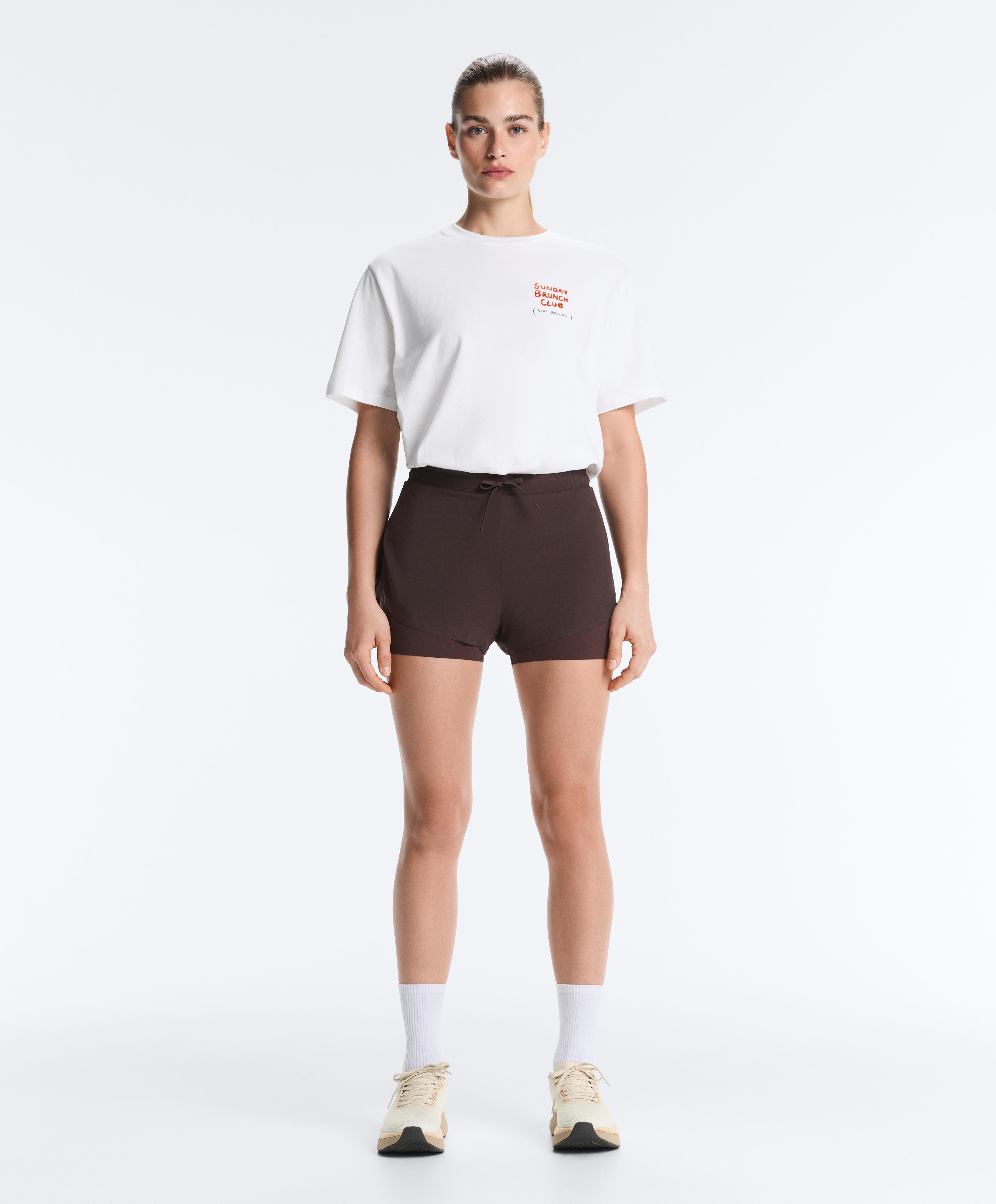 Oversize short-sleeved cotton blend T-shirt with slogan — WHITE