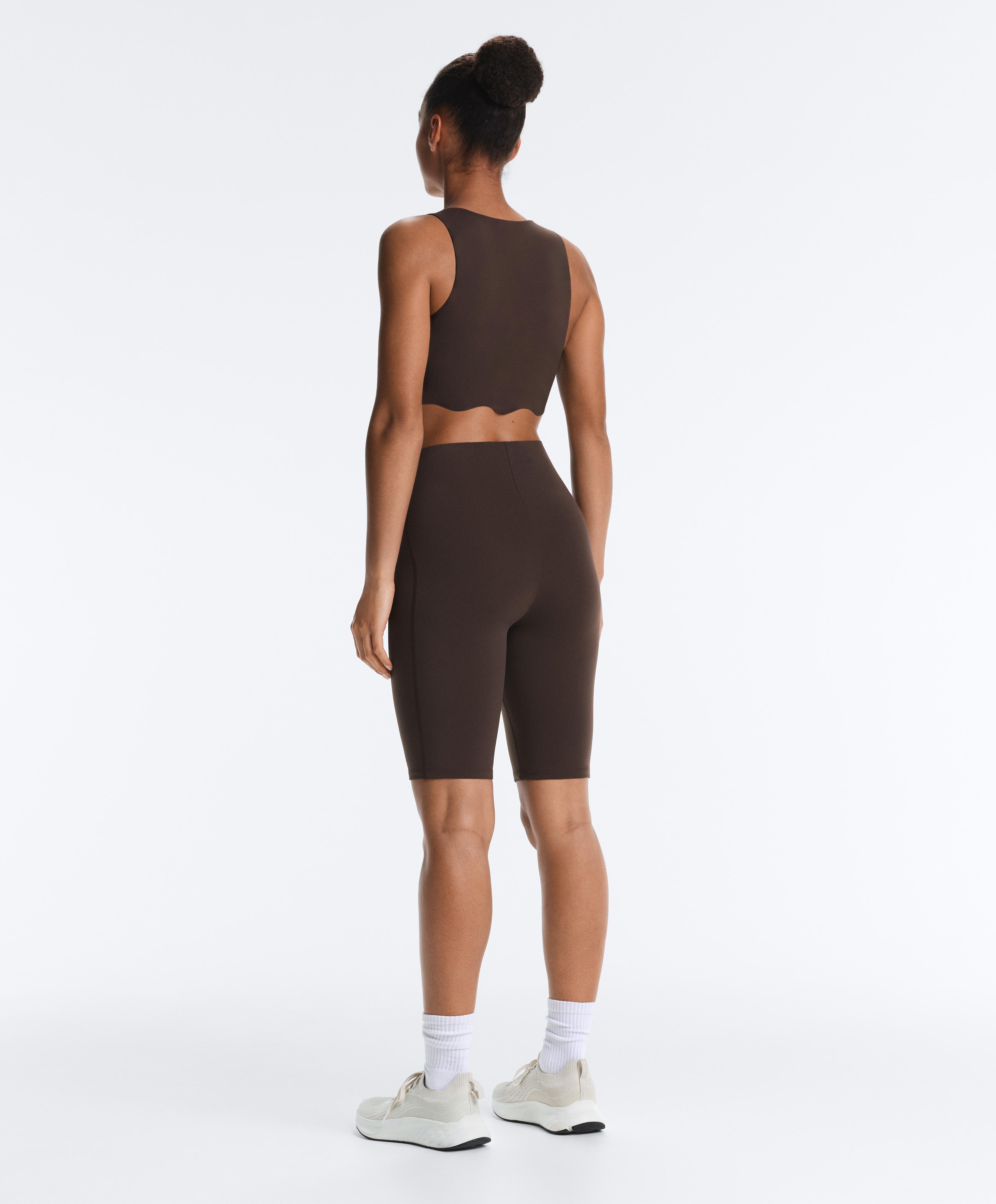 High rise Compressive core control 25cm cycle leggings — DARK REDDISH‑BROWN