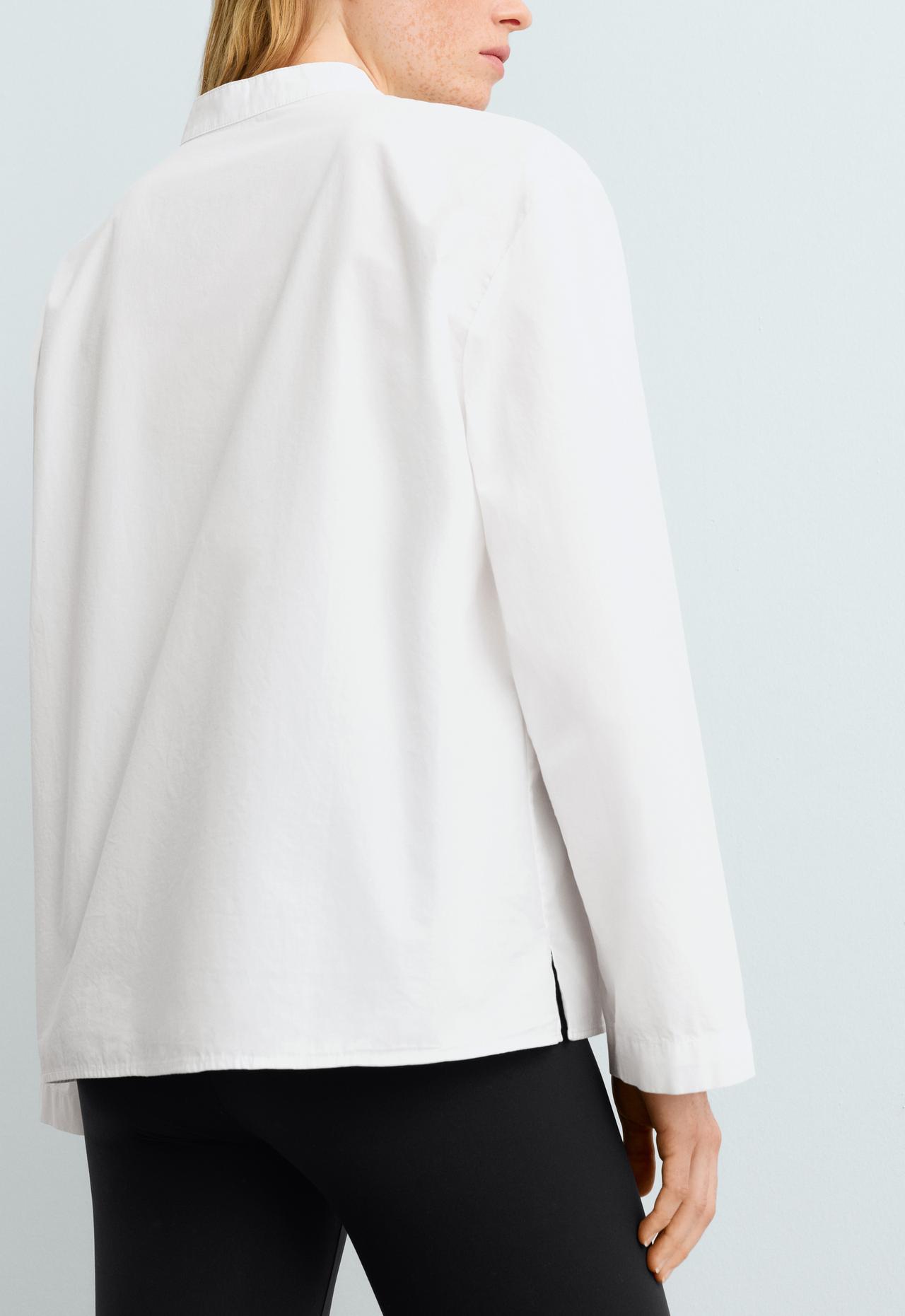 100% cotton stand-up collar shirt — WHITE