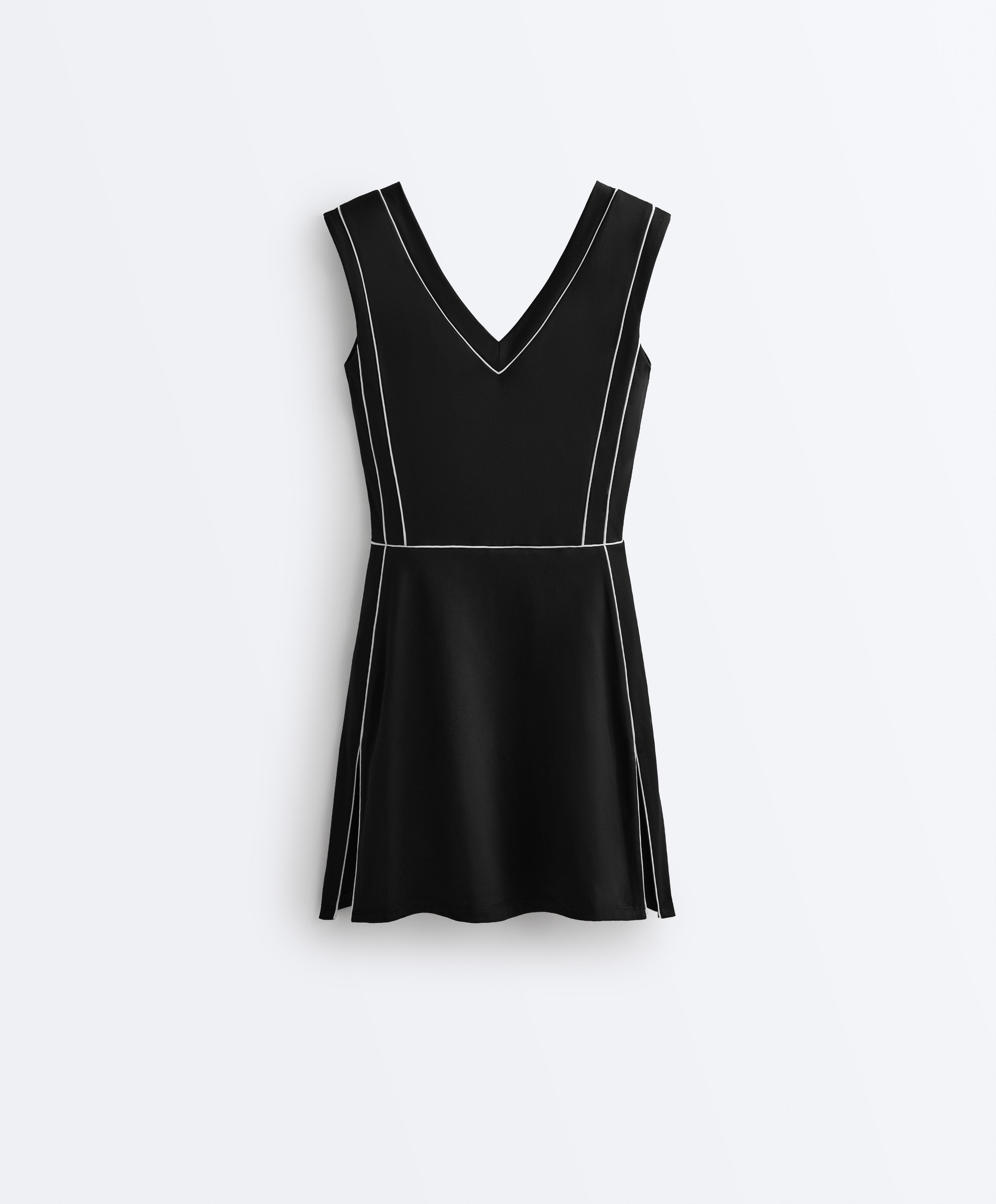 Comfortlux short piping dress — BLACK