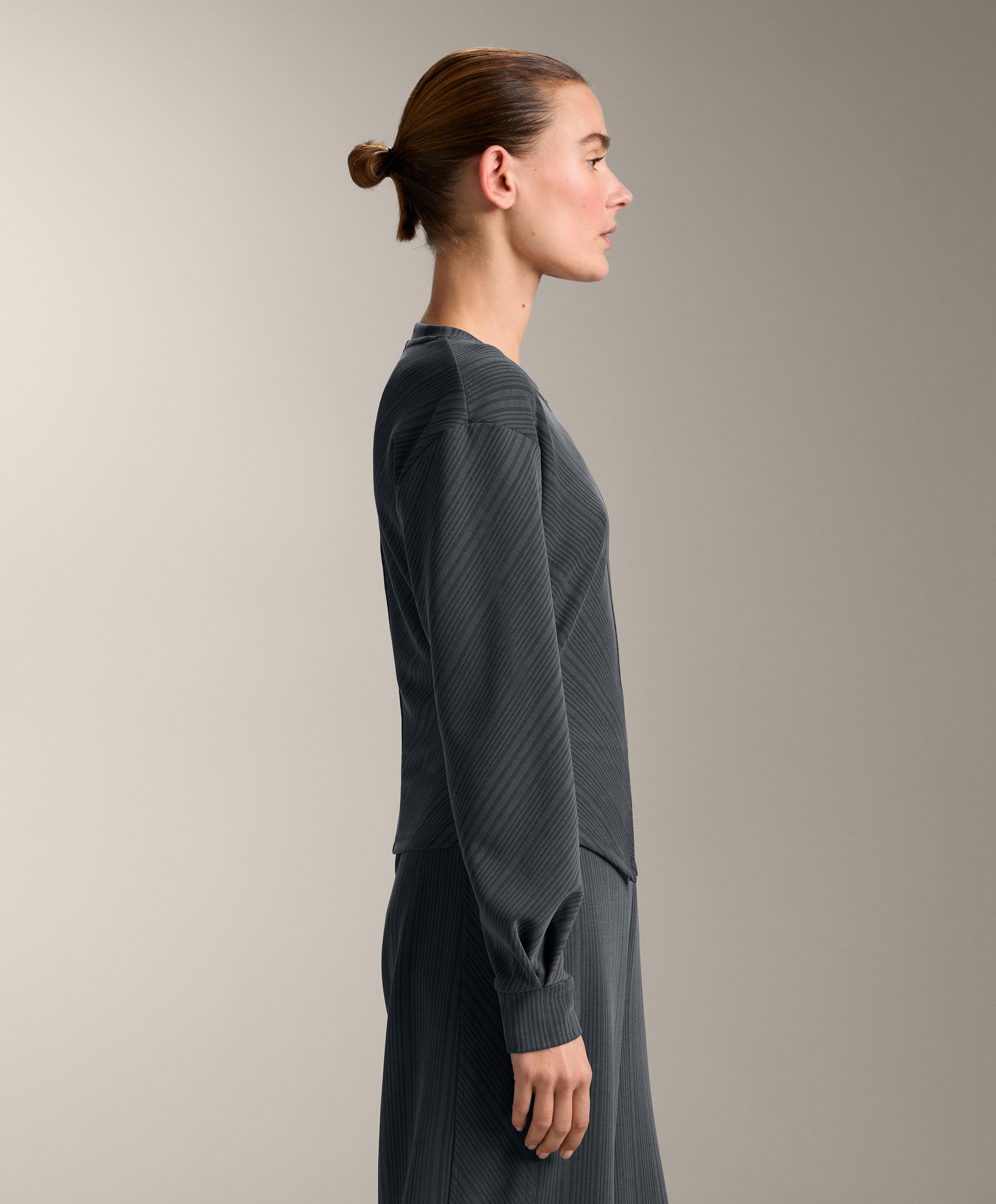 Asymmetric stripe sweatshirt with modal — ASPHALT