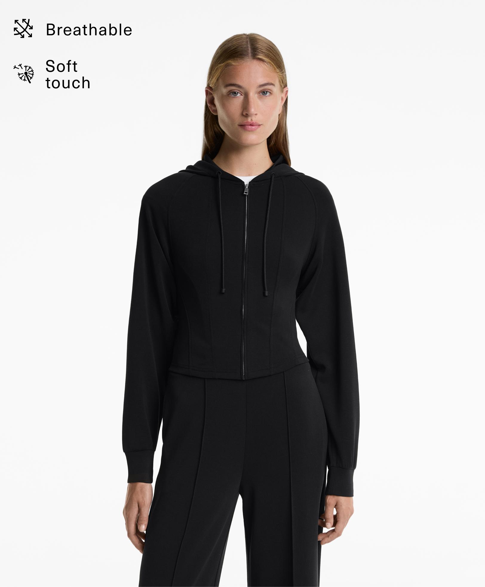 Fitted crop hoodie with soft-touch modal Fitted crop hoodie with soft-touch modal