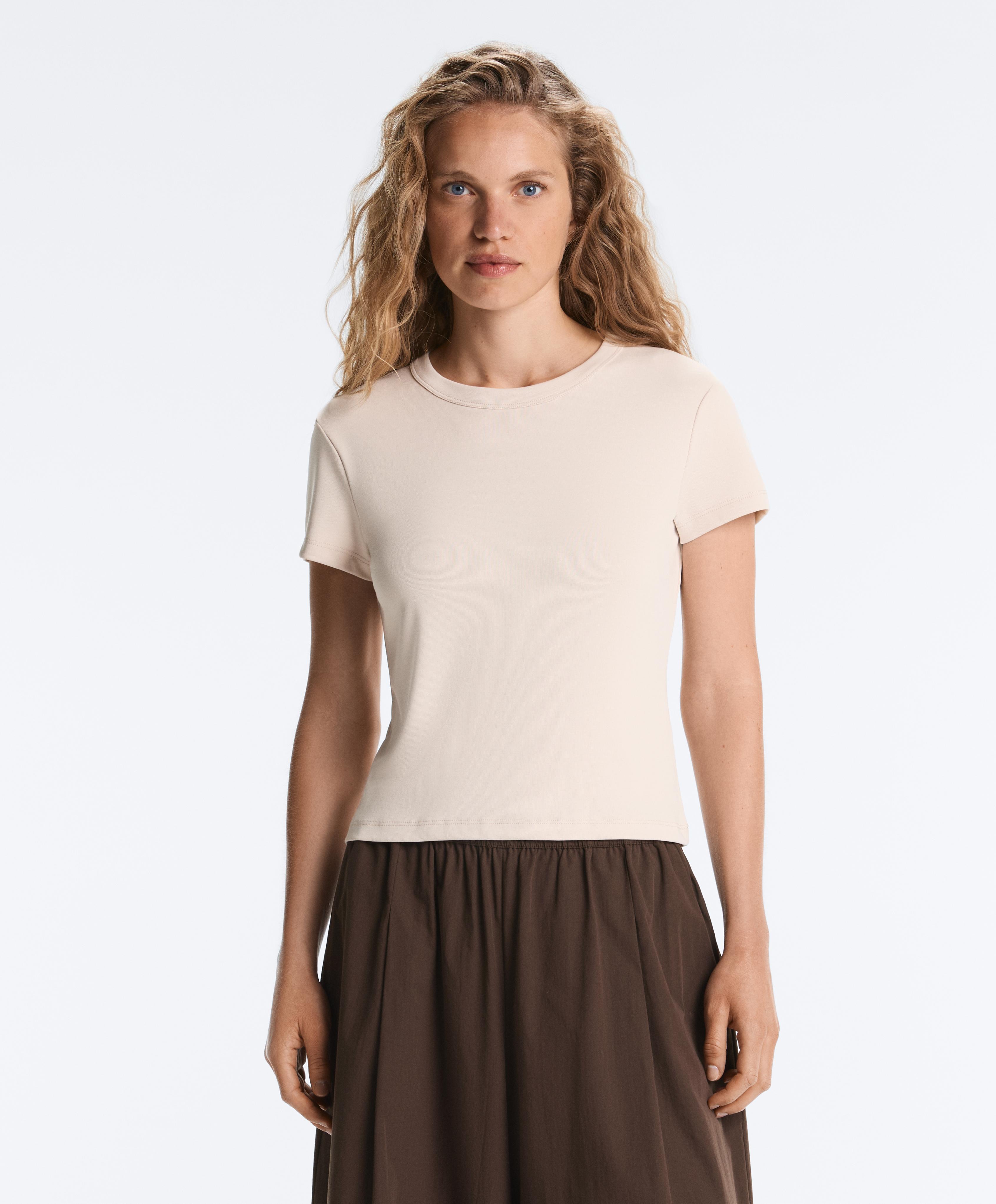 Fitted modal rib short-sleeve T-shirt — SANDY