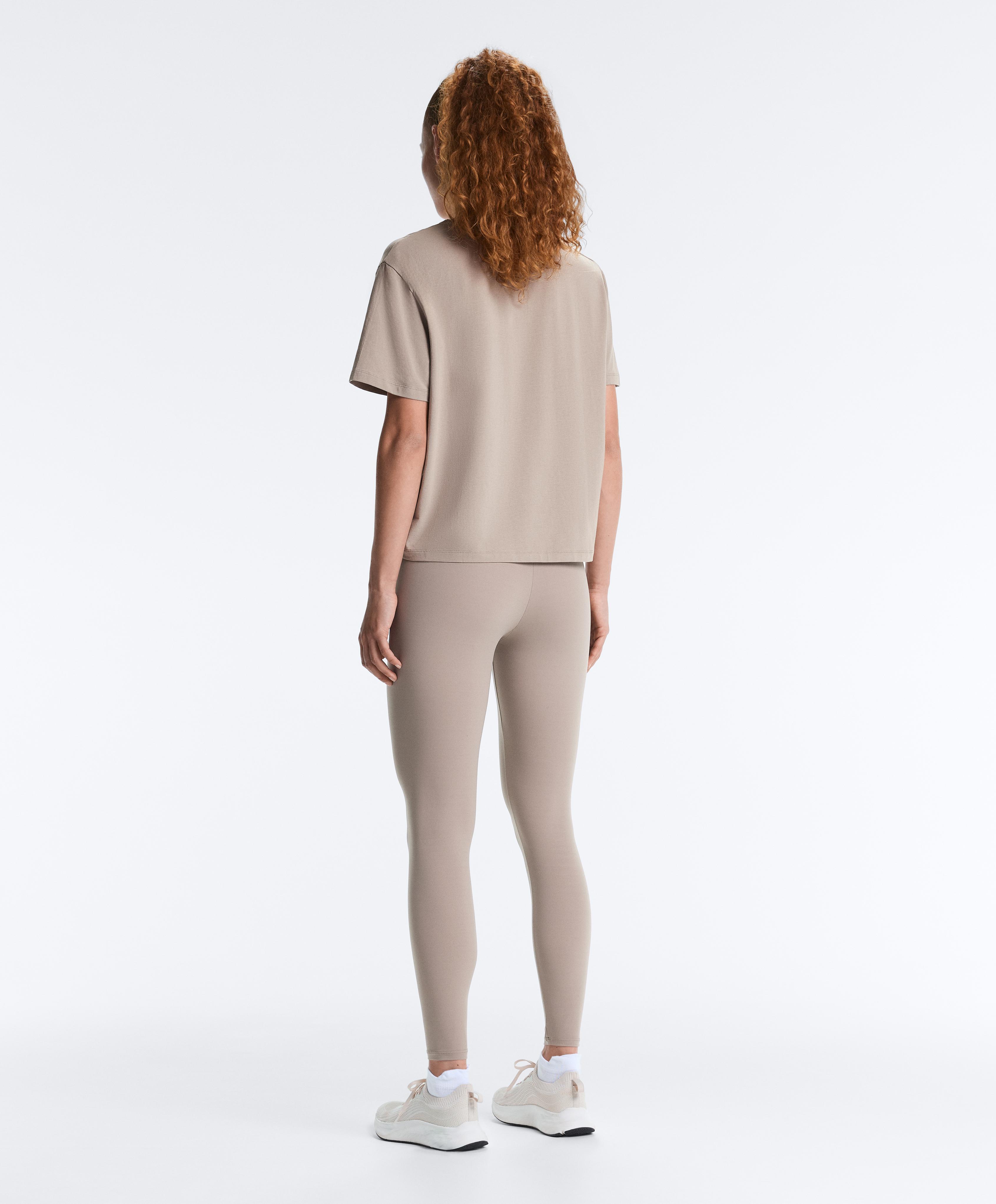 Boxy cotton blend T-shirt — PALE TAUPE