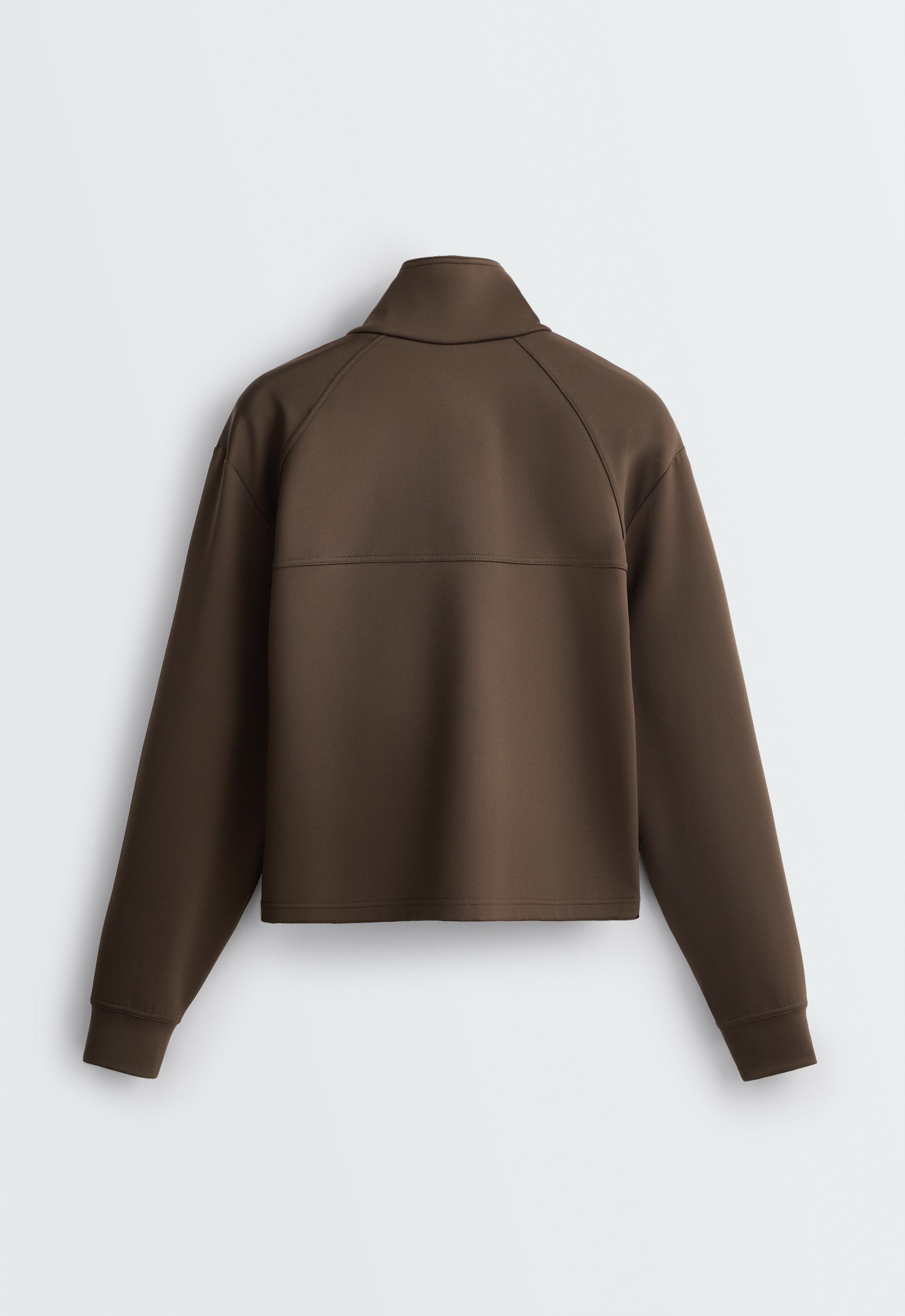 Neoprene-effect double-collar jacket — BROWN