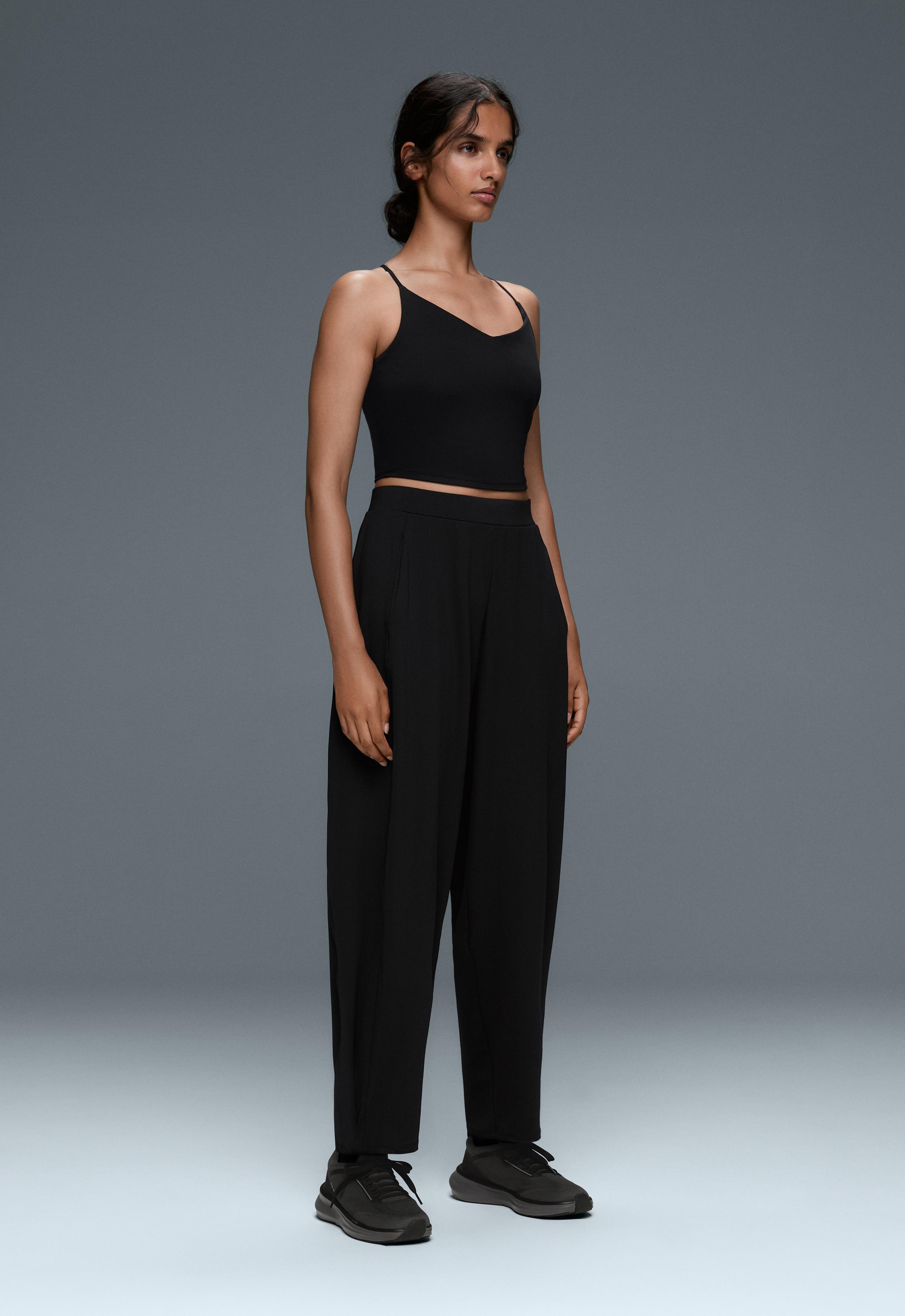 Mid-rise Comfortlux balloon trousers — BLACK