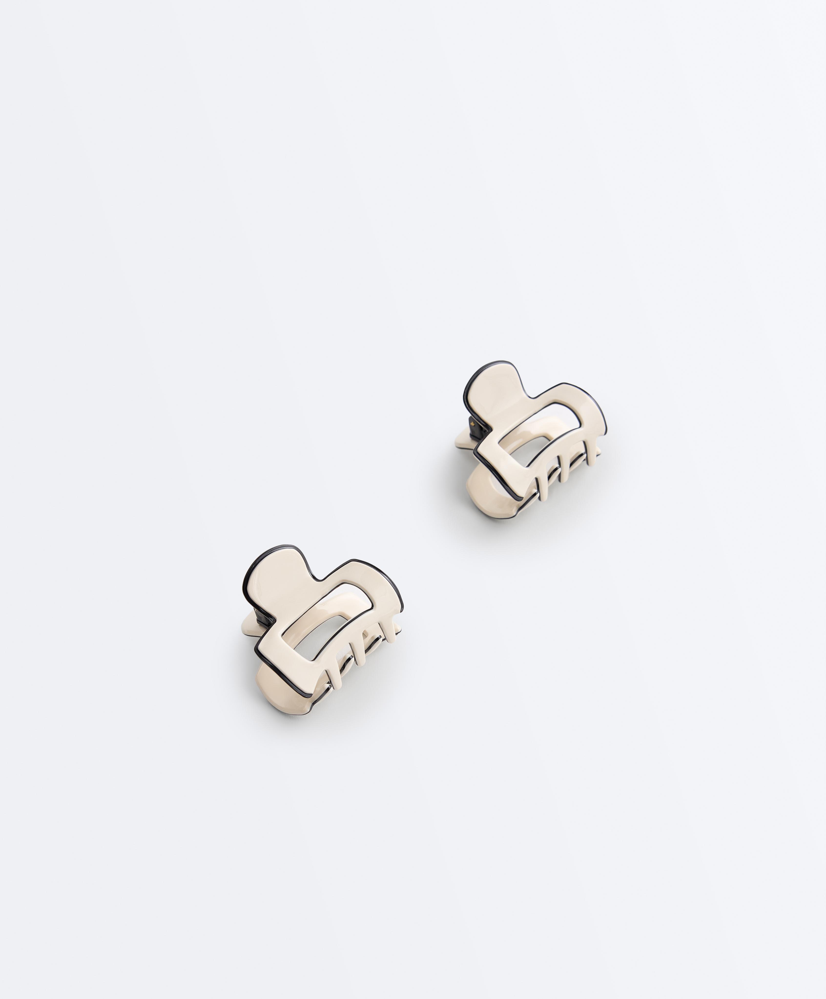 2 mini piping hair clips — CREAM
