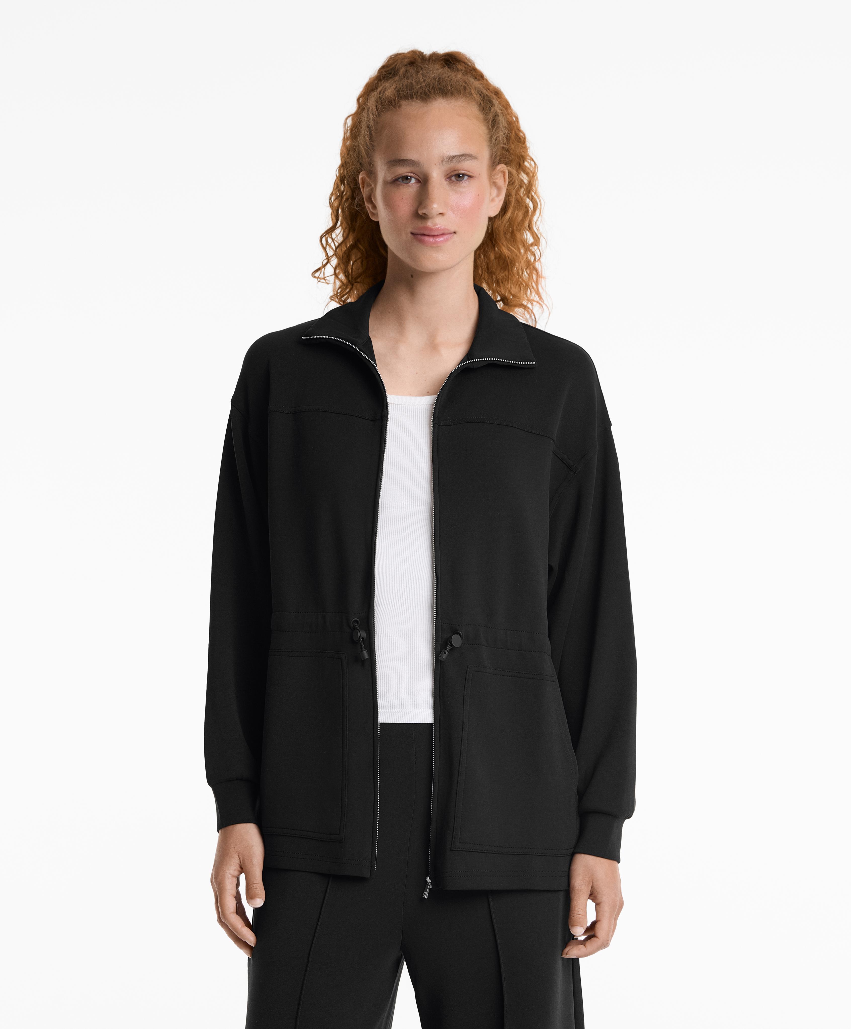 Long soft touch modal jacket with pockets
