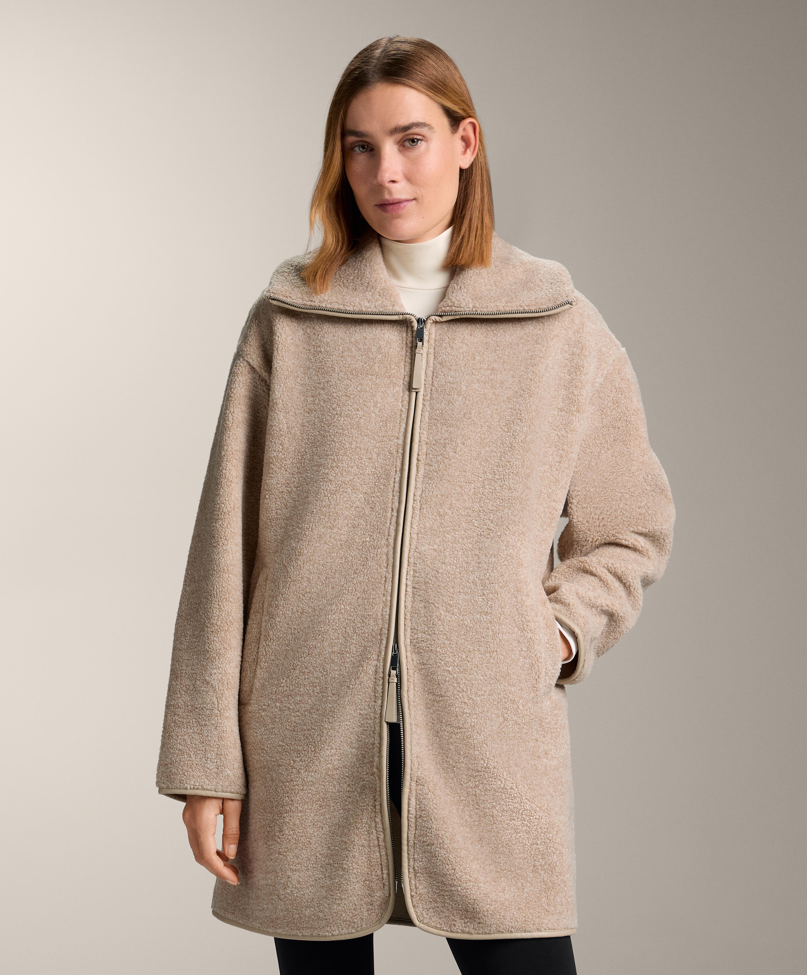 Long faux-shearling jacket — SAND MELANGE