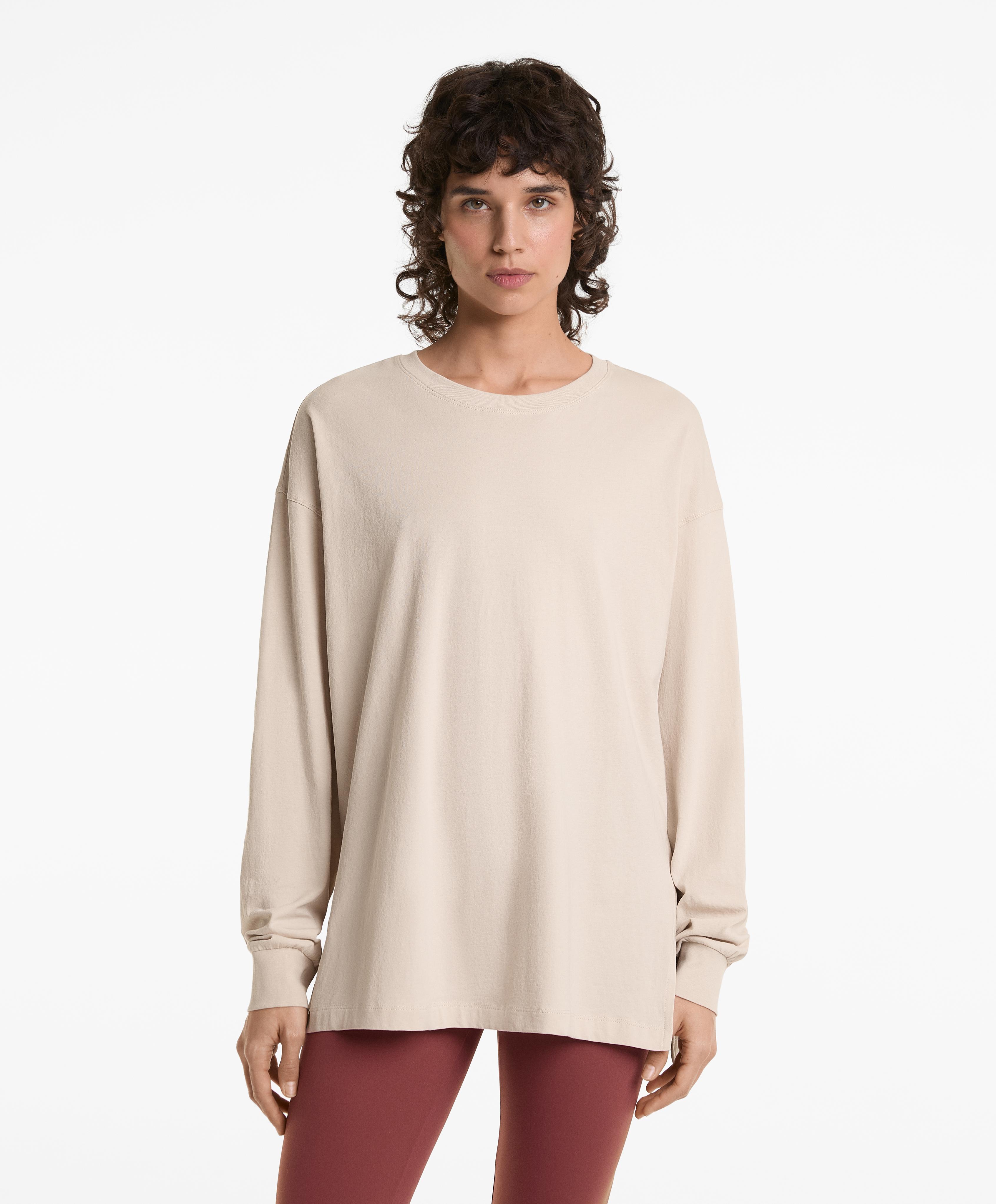 T-shirt long en mélange de coton - Soldes T-shirt long en mélange de coton - Soldes