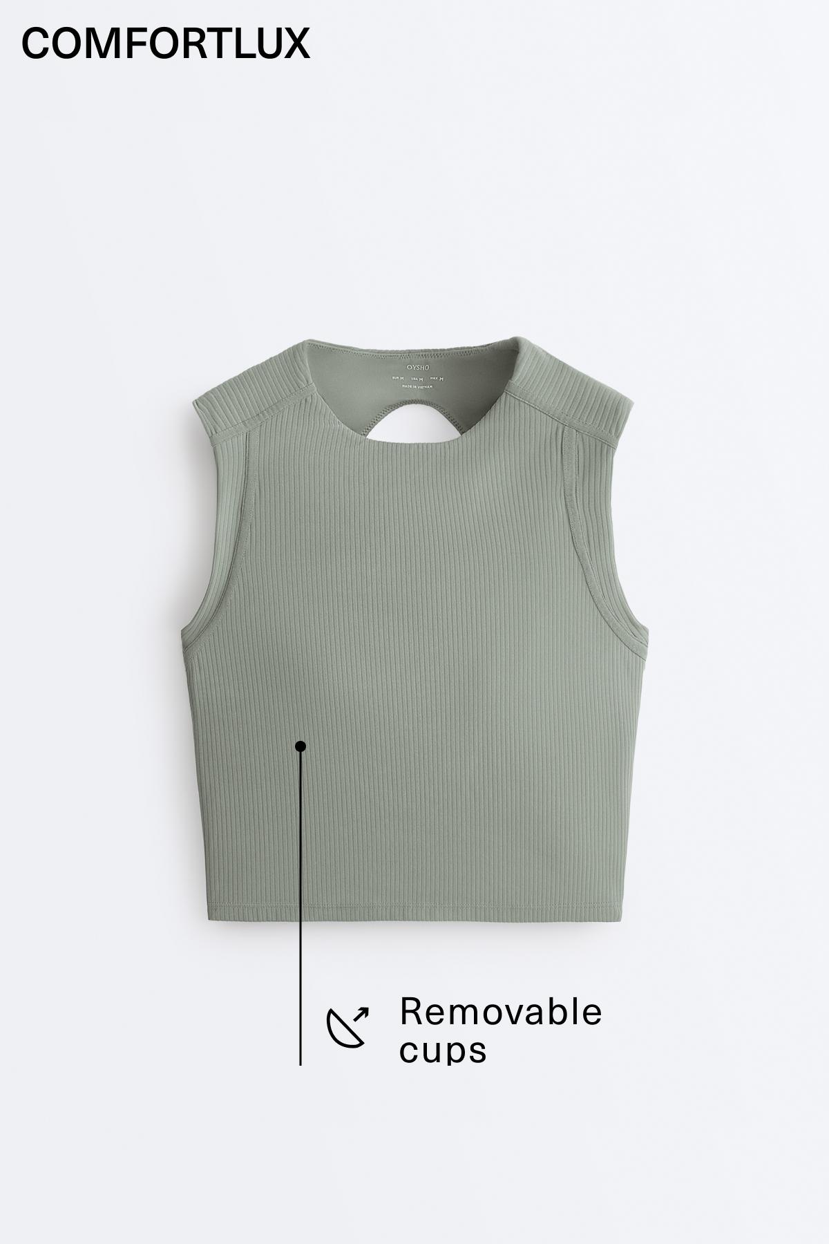 Sleeveless Rib Comfortlux Tank Top — KHAKI-GREY