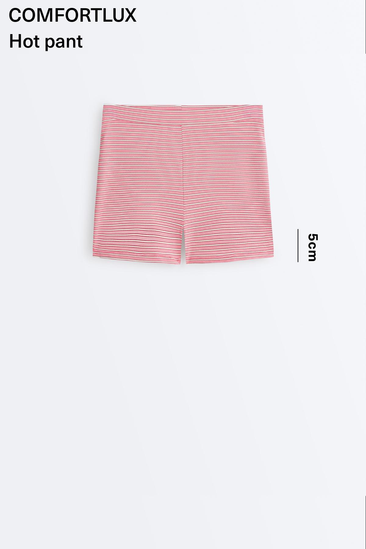 Comfortlux high-rise 5cm striped hot pants — RED