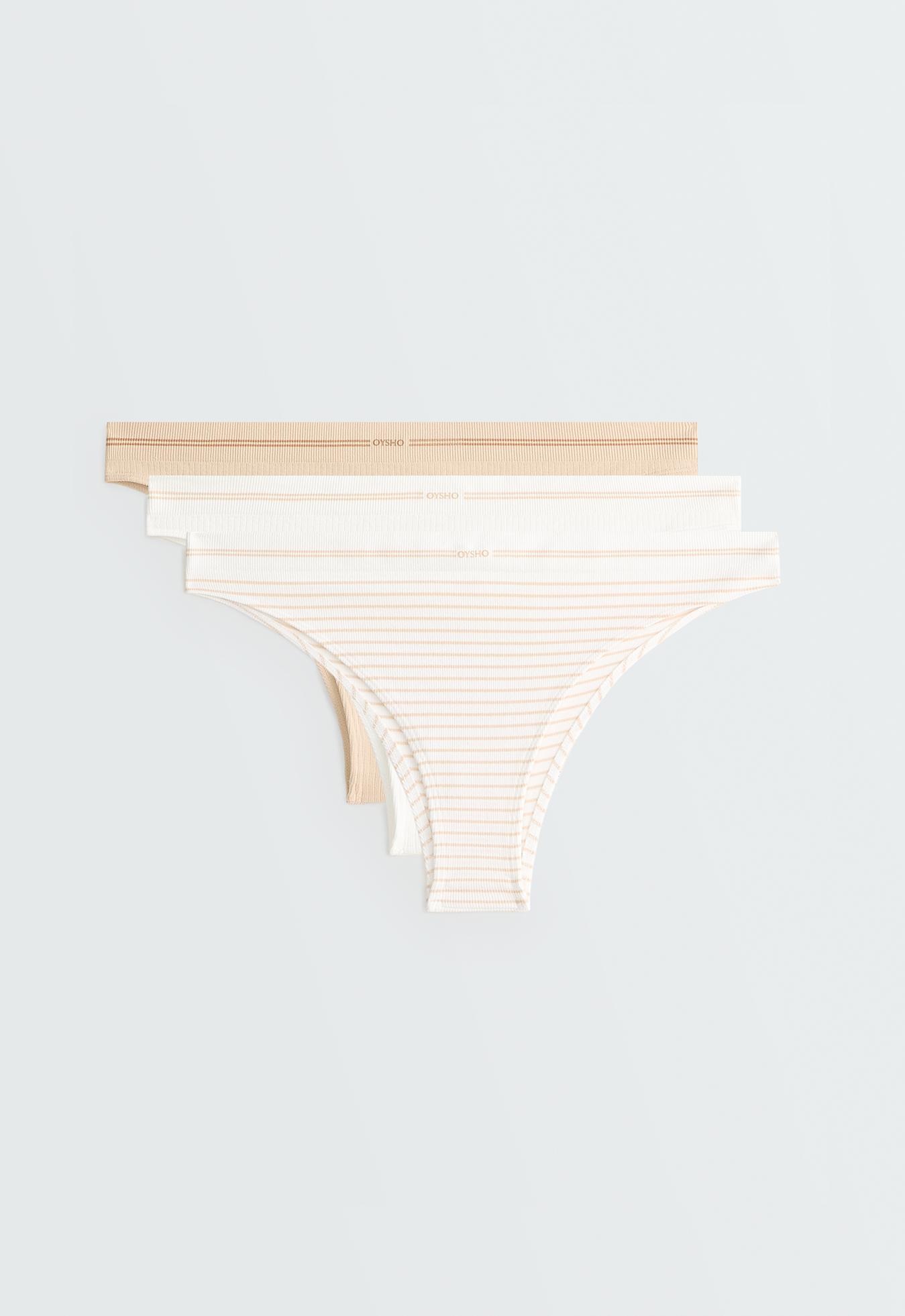 3 seamless ribbed polyamide blend Brazilian briefs — WHITE 