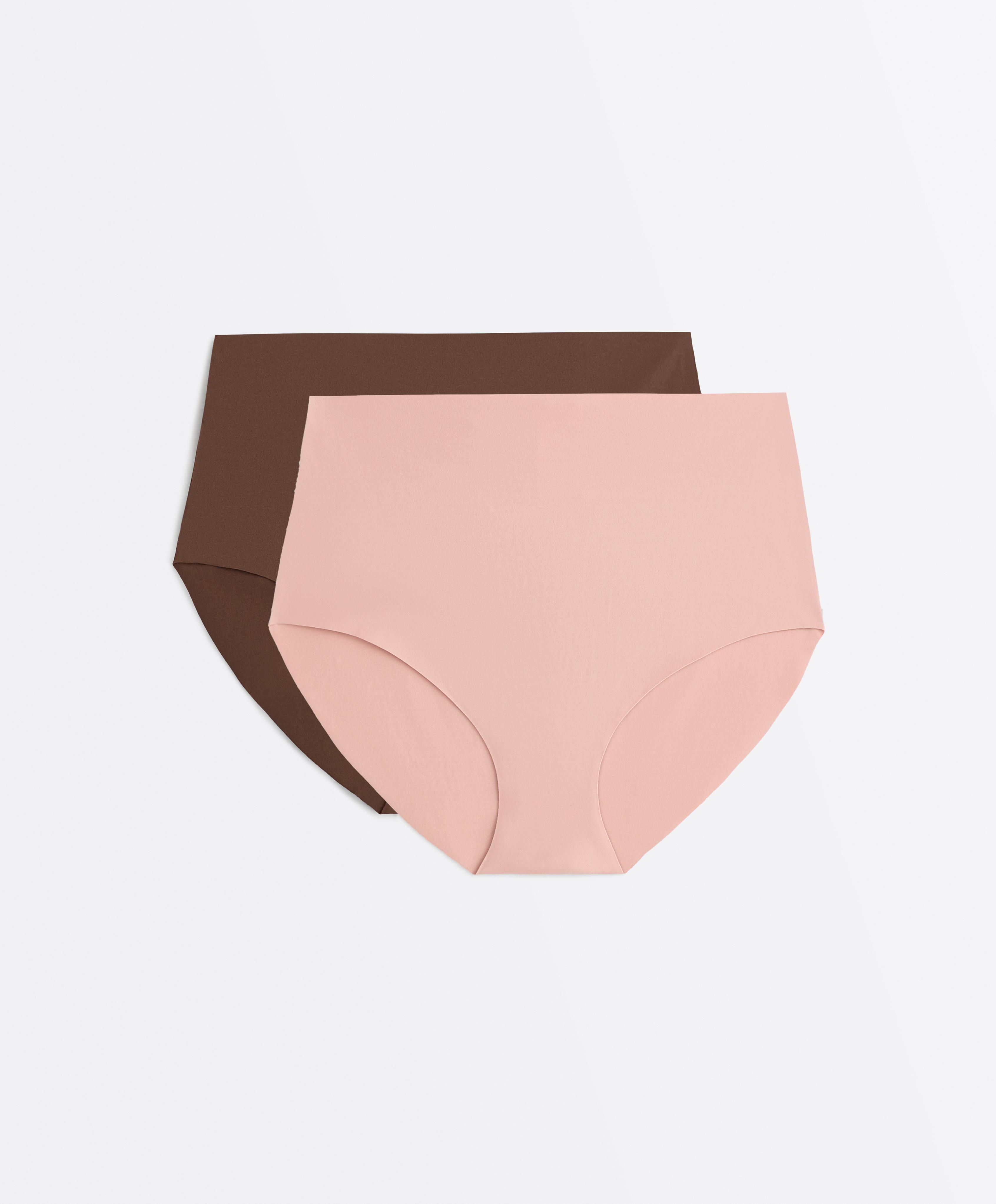 2 invisible polyamide blend medium-support high-rise briefs — DARK BROWN