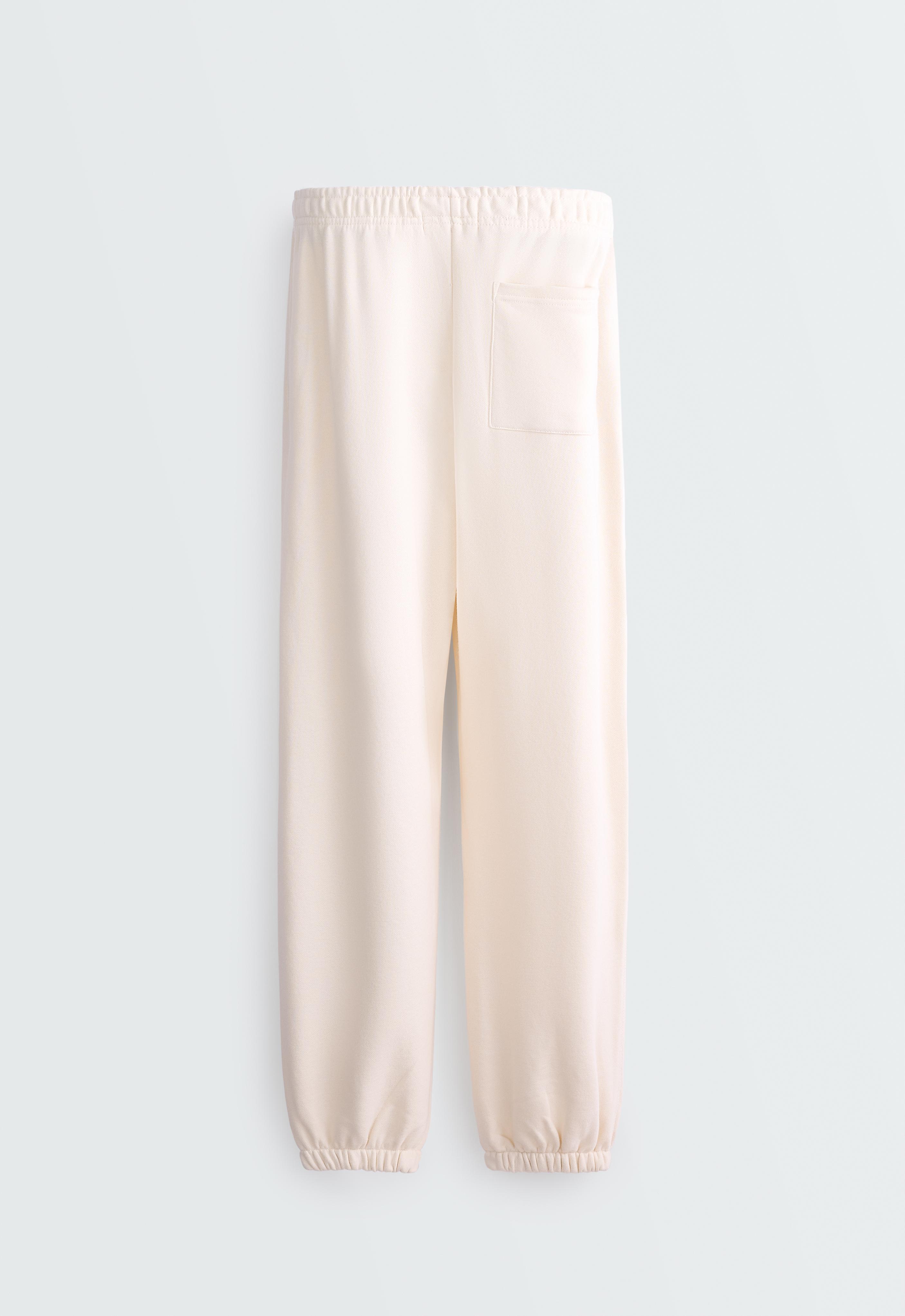 Cotton-blend fleece joggers — PALE ECRU