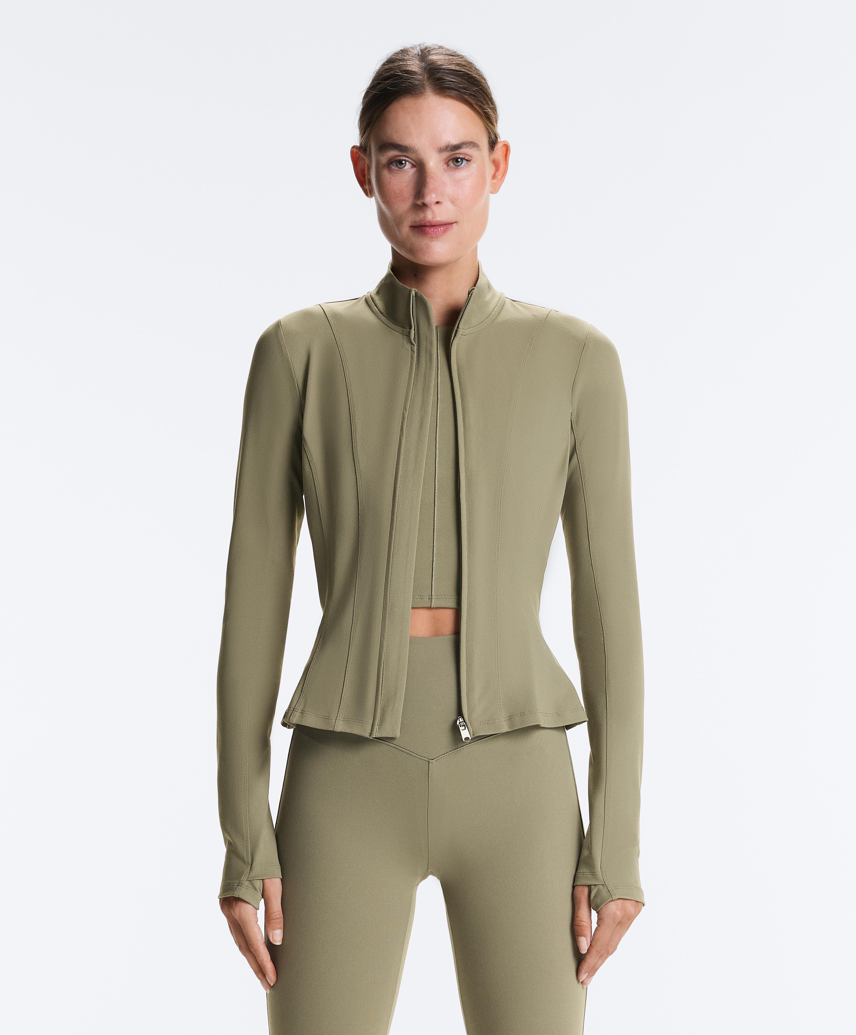 Evermove peplum technical jacket — WASHED KHAKI