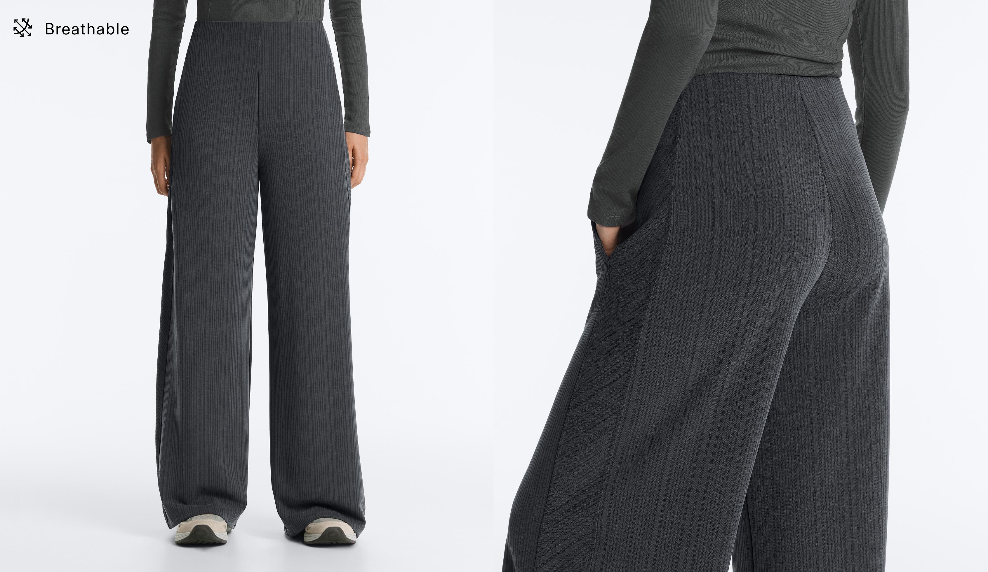 Asymmetric stripe trousers with modal — ASPHALT
