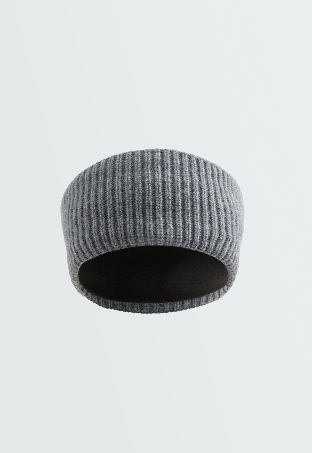 Knit Rib 100% wool headband — BLUE-GREY