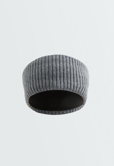 Knit Rib 100% wool headband — BLUE-GREY 1
