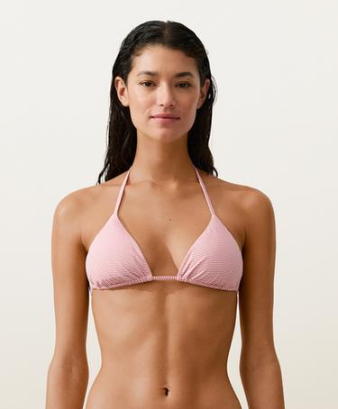 Stripe triangle bikini top — RED 1