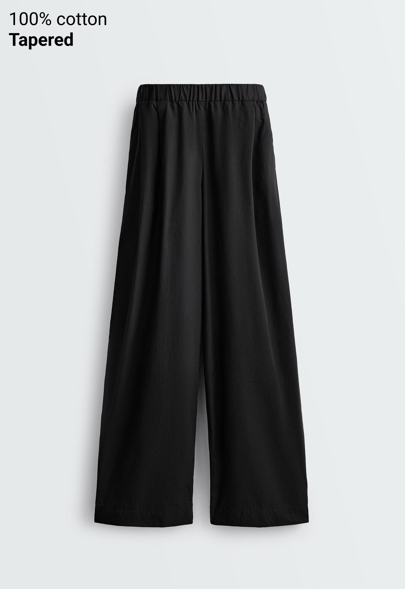 100% linen super wide-leg cropped trousers — CHOCOLATE