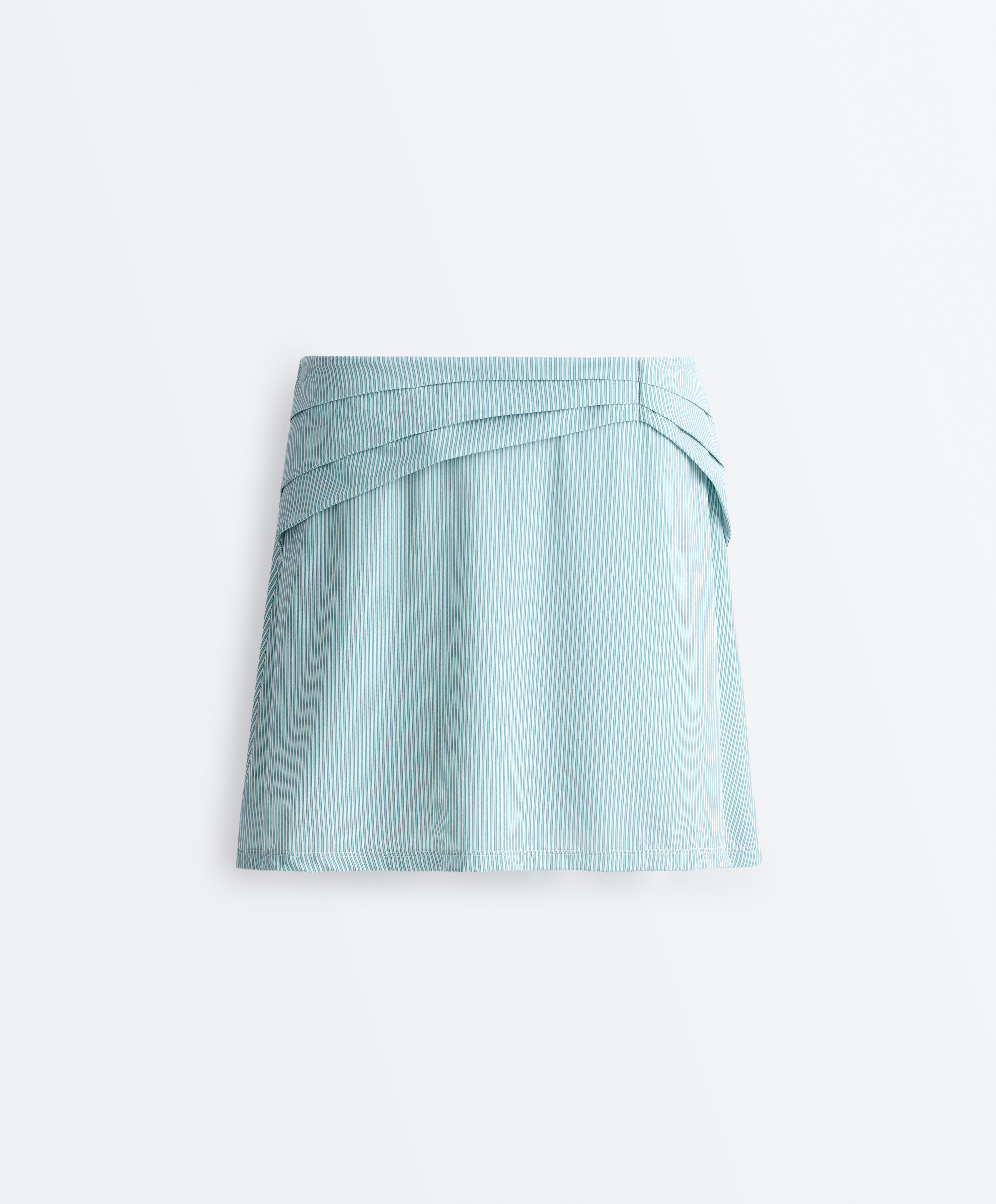 High-waisted striped gathered skirt — PALE ECRU