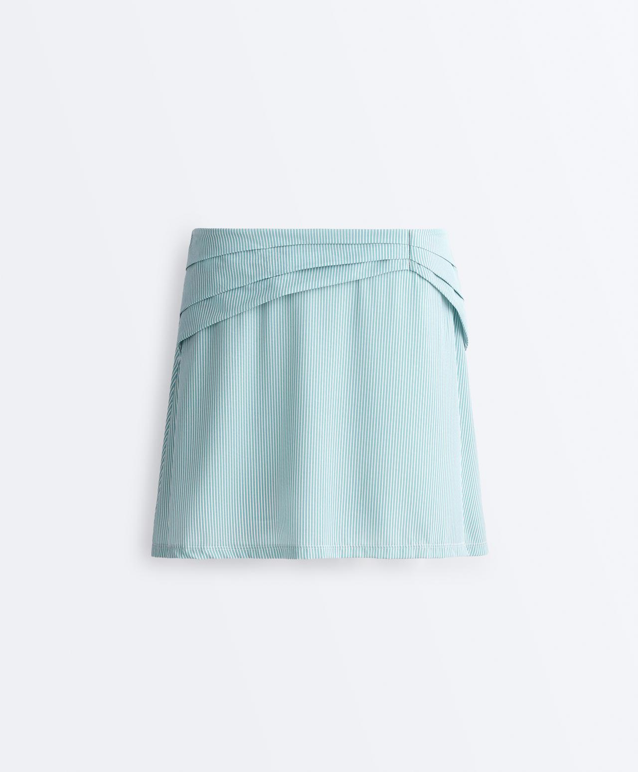 High-waisted striped gathered skirt — PALE ECRU