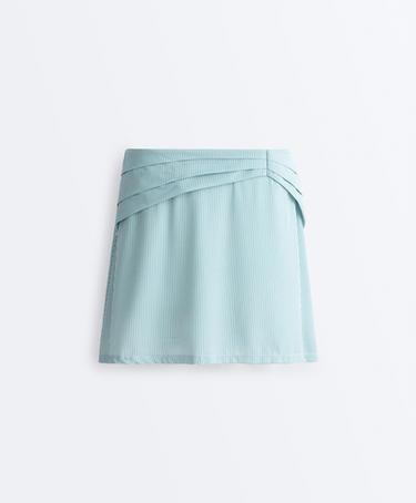 High-waisted striped gathered skirt — PALE ECRU 9