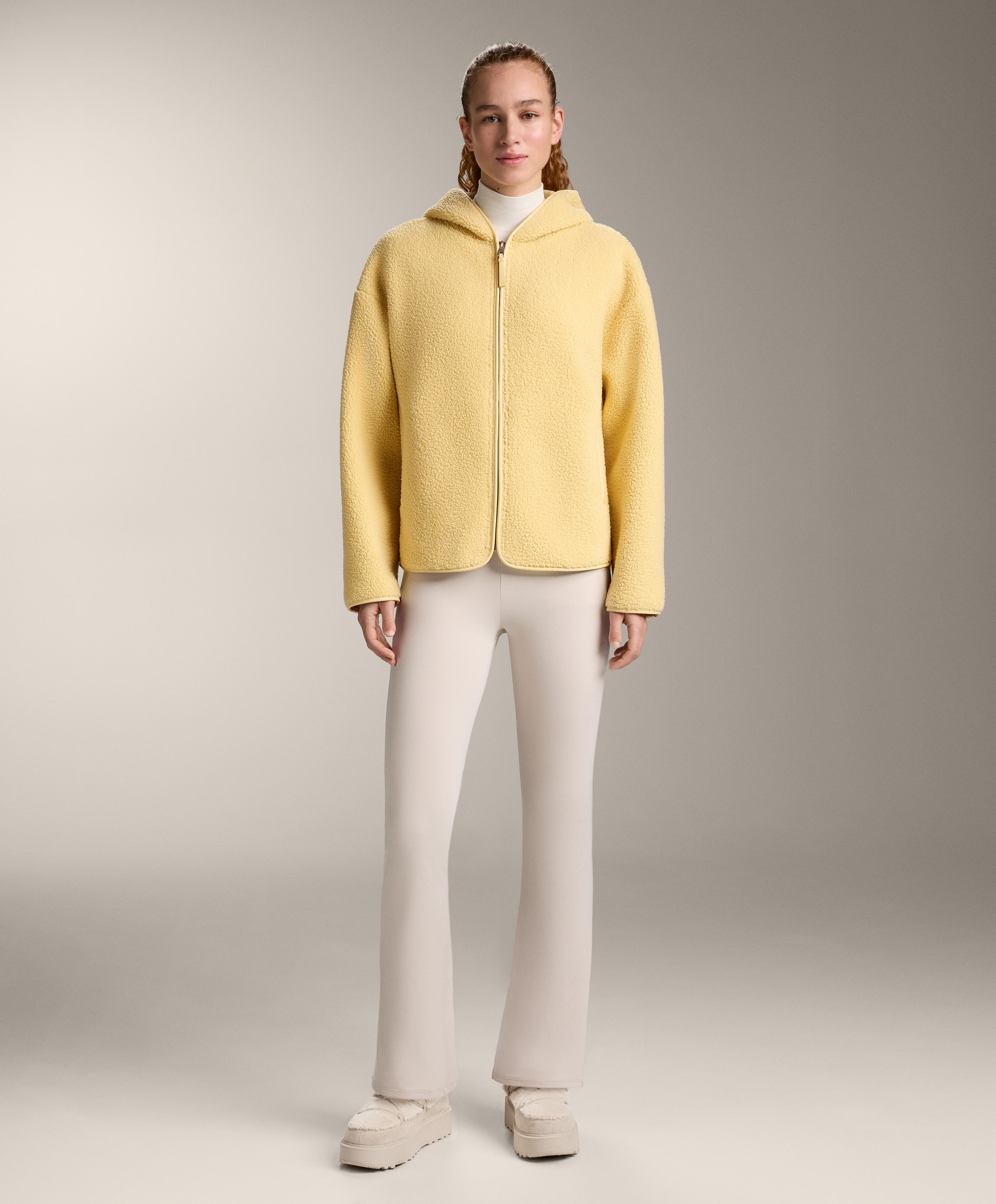 Faux-shearling jacket with hood — YELLOW