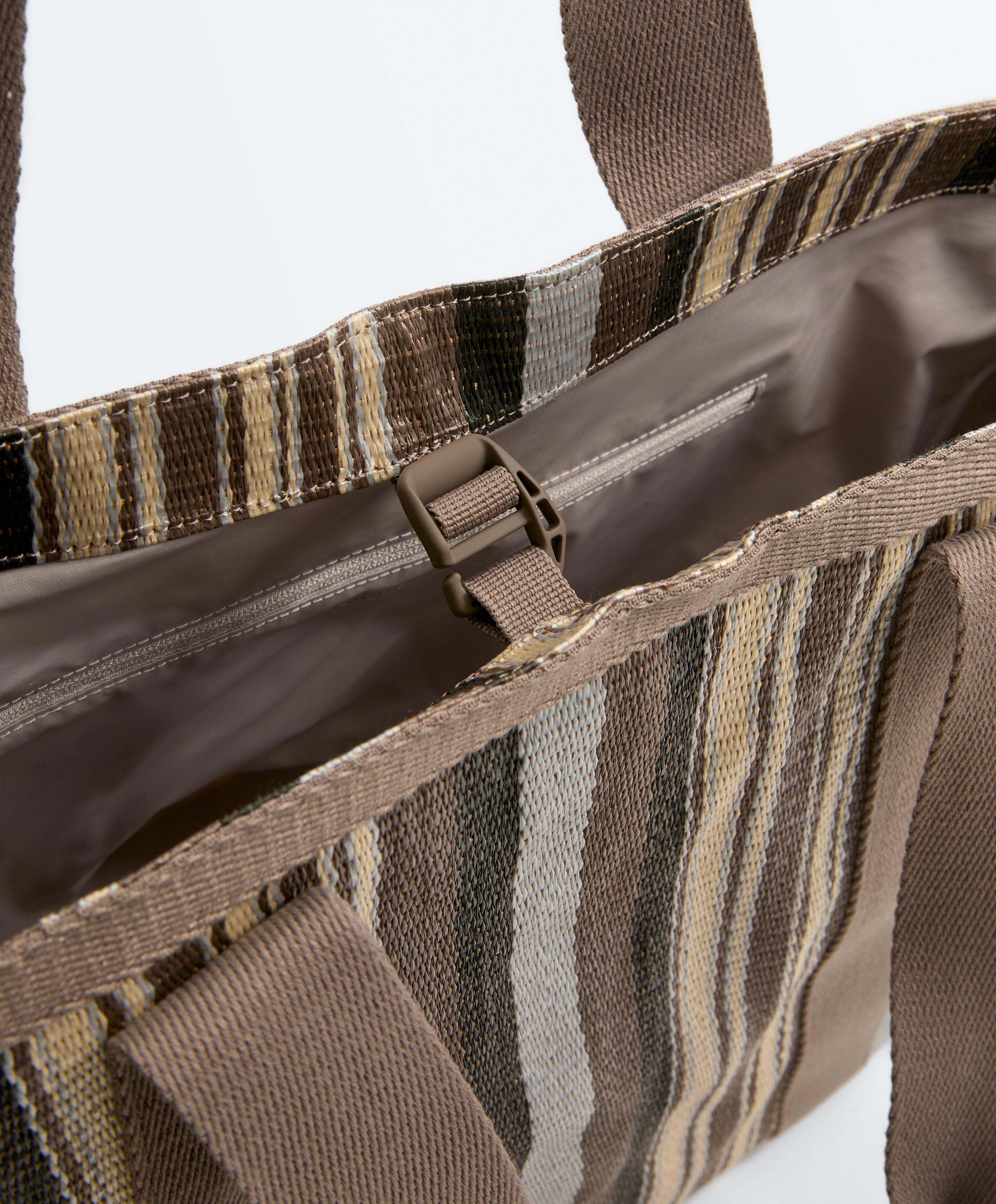 Striped tote bag — BROWN